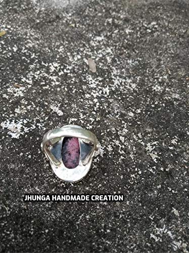 Rhodonite Ring for Women - Vintage Bohemian Sterling Silver Healing Crystal Jewelry | Bridesmaid Gift, Promise Ring, Engagement Ring, Statement Jewelry | Perfect for Hippie Style, Boho Weddings & Spiritual Healing