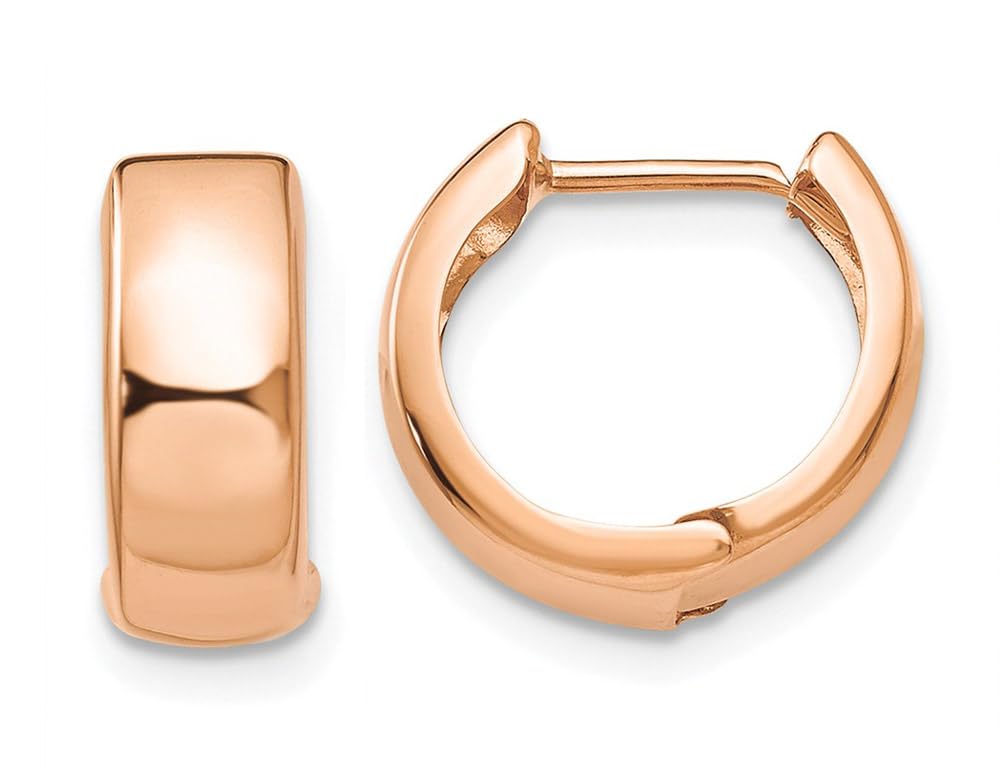 14K Rose Pink Gold Hinged Hoop Earrings for Women - Elegant Dainty Huggie Hoops - Perfect for Everyday Wear, Date Night & Special Occasions
