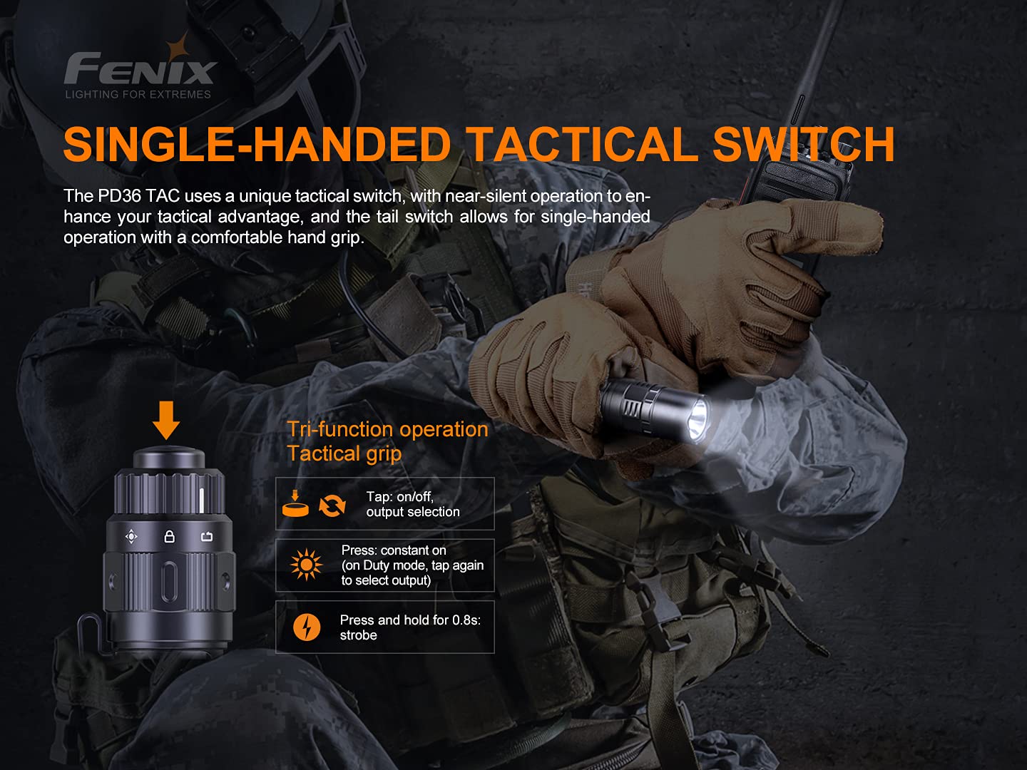 Fenix PD36 TAC 3000 Lumen Tactical Flashlight - USB-C Rechargeable LED Flashlight with 2X ARB-L21-5000U Batteries & LumenTac Organizer - Perfect for Outdoor Camping, Hiking, Emergency, and Tactical Use