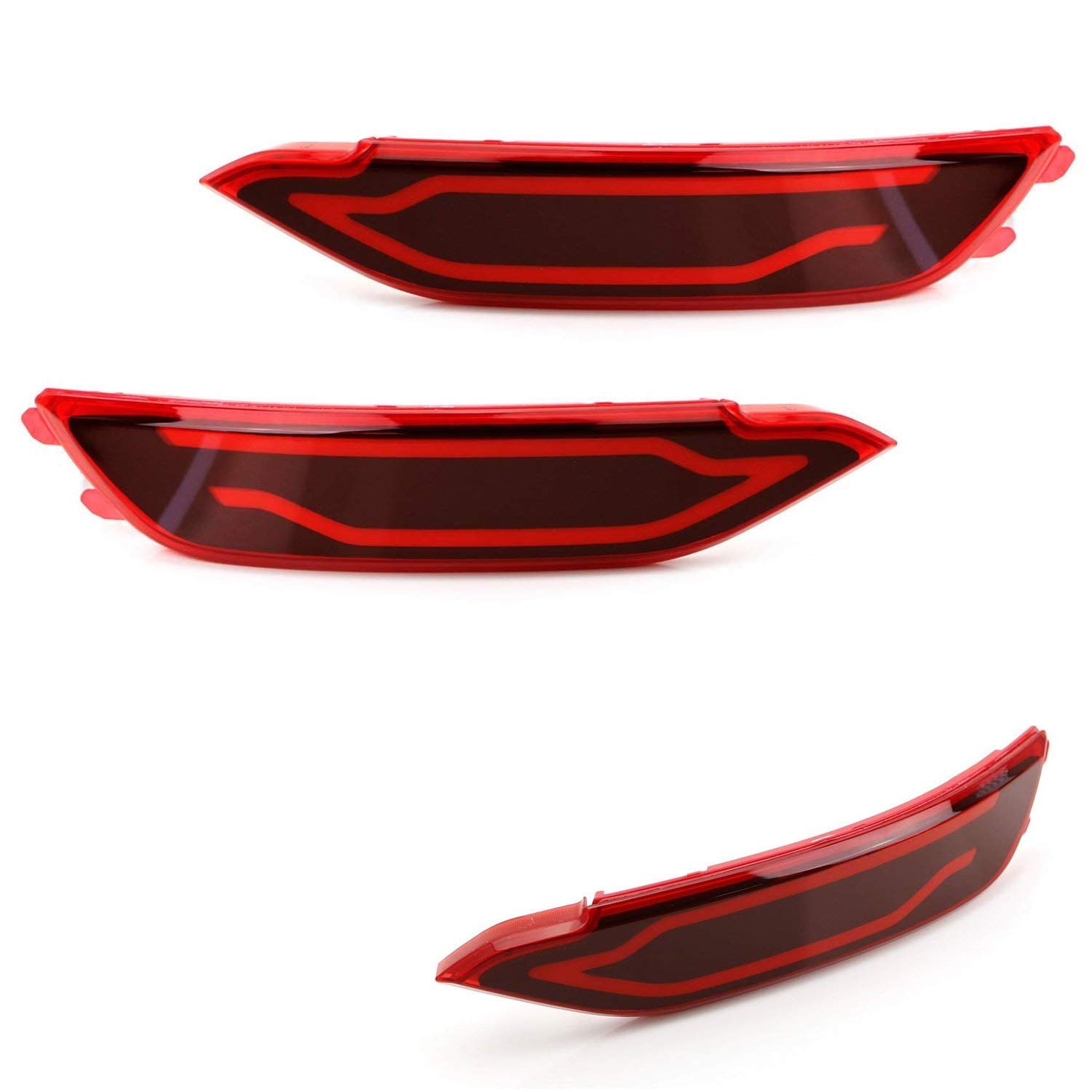 iJDMTOY JSR Style Red LED Bumper reflector lights - Compatible with 2016-2021 Hyundai Tucson IX35 - Tail lights, Brake lights & Rear fog lamps - Upgrade your car's rear lighting for enhanced safety and style
