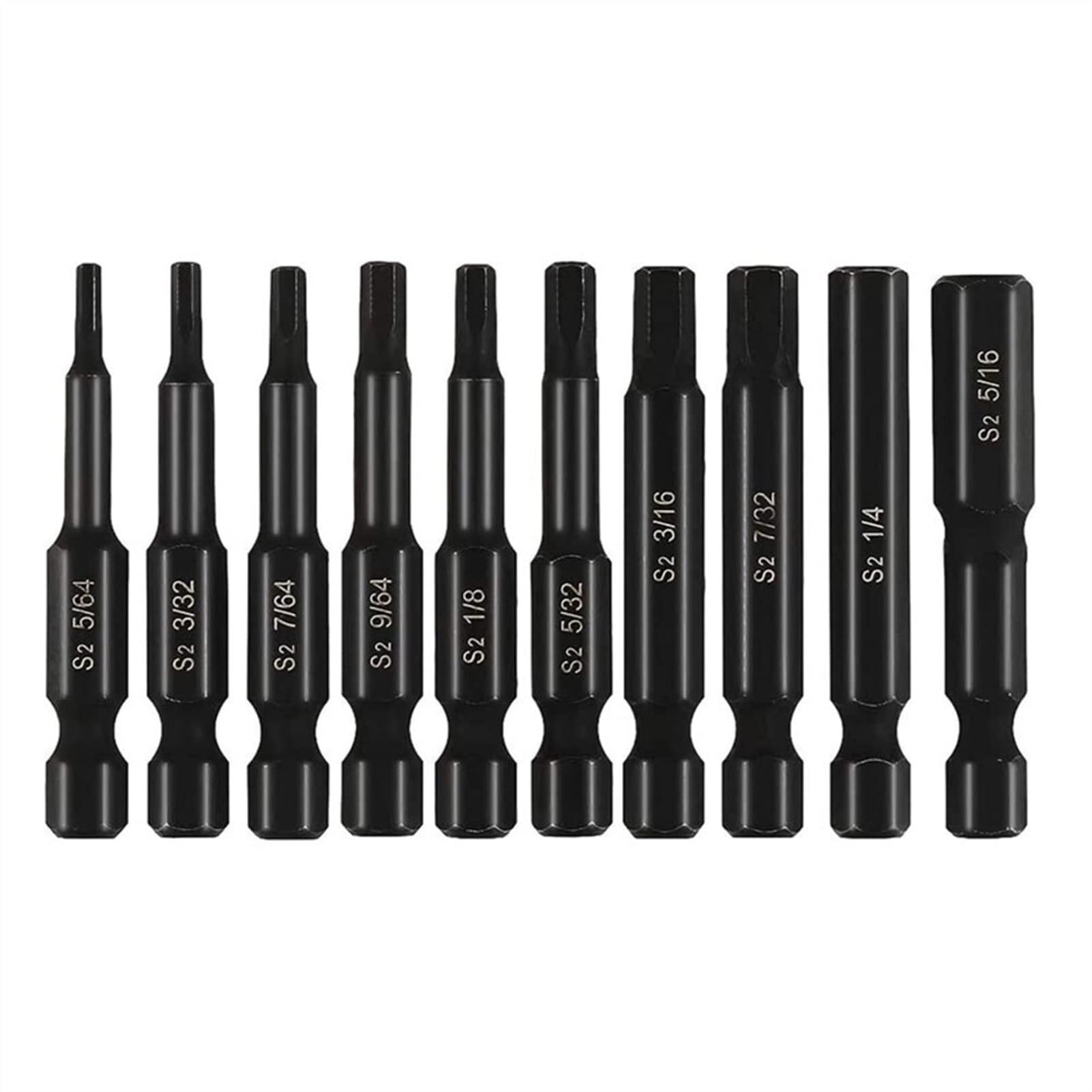 Kigauru 10-Piece Hex Head Allen Wrench Drill Bit Set - 1/4