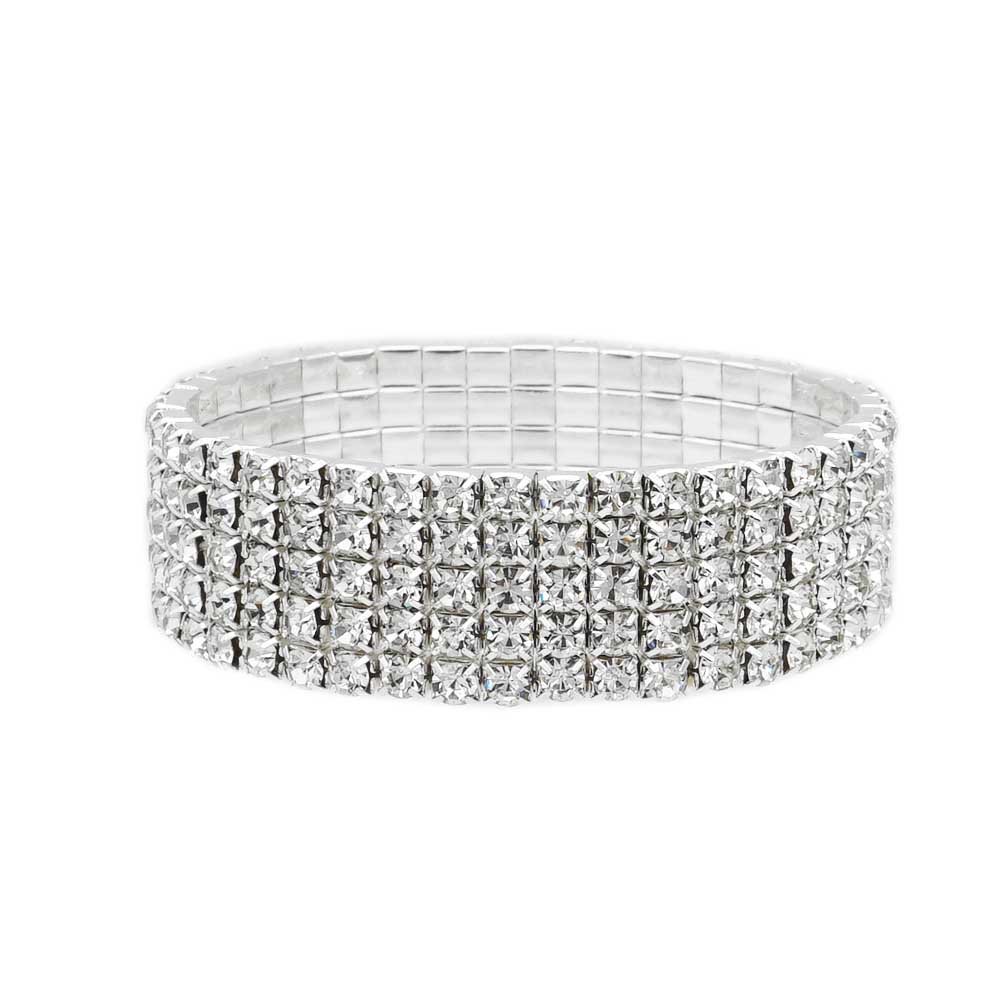 Sparkling Rhinestone Stretch Bracelet for Women - Silver & Gold Tone Elastic Bangle for Small Wrist | Perfect for Parties, Weddings & Everyday Elegant Wear