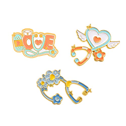 3 Pieces Stethoscope Brooch Pins