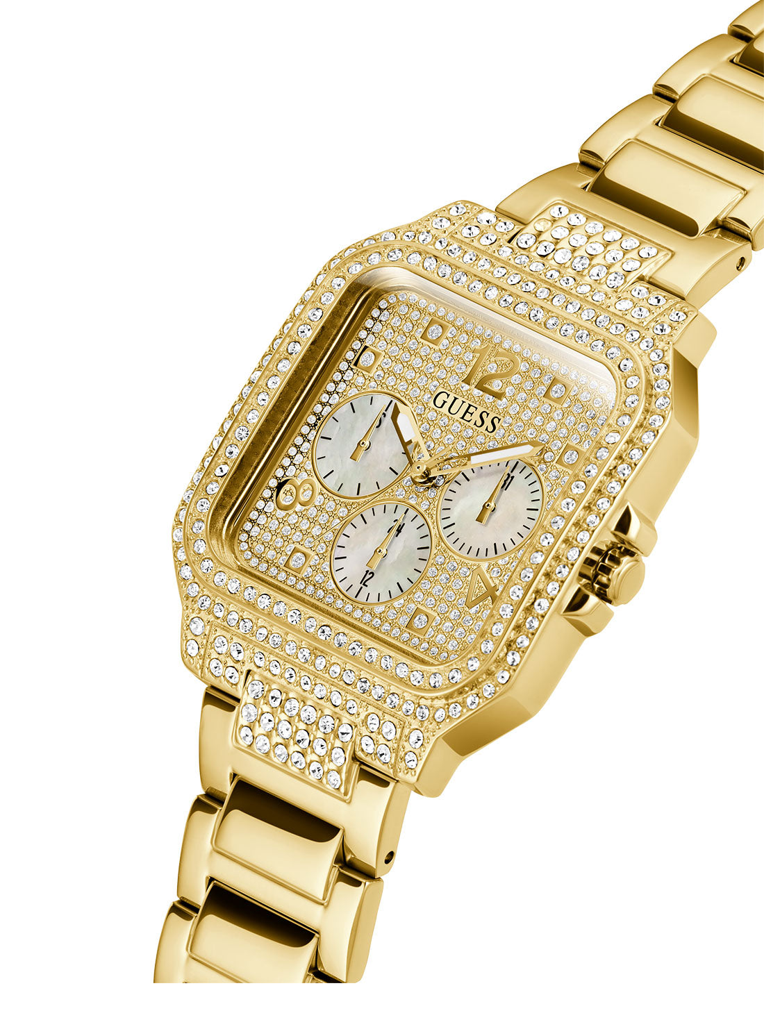 Elegant Gold Deco Glitz Watch for Women - Luxury Fashion Timepiece with Rhinestones - Perfect for Parties, Weddings & Special Occasions