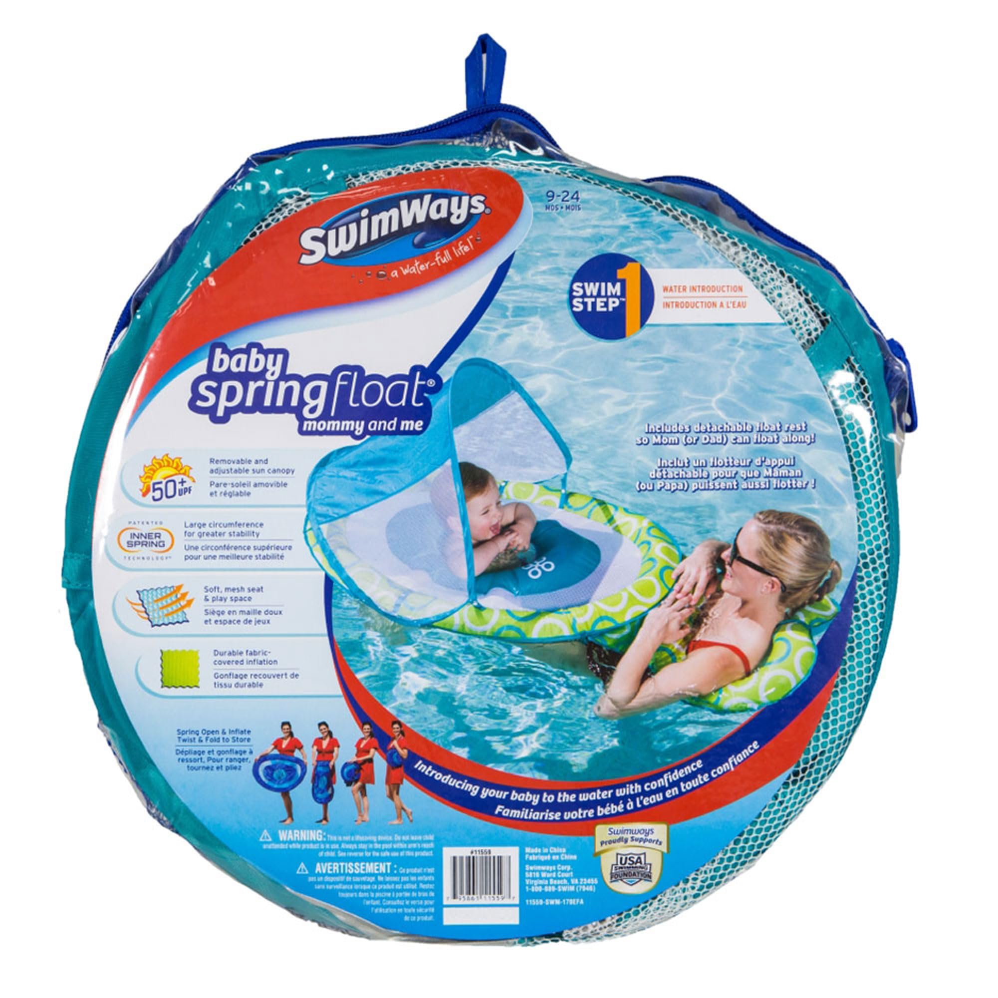 Swimways Mommy and Me Baby Pool Float for 9-24 Months - Inflatable Spring Float for Toddler & Parent Bonding in Pool, Beach, or Lake