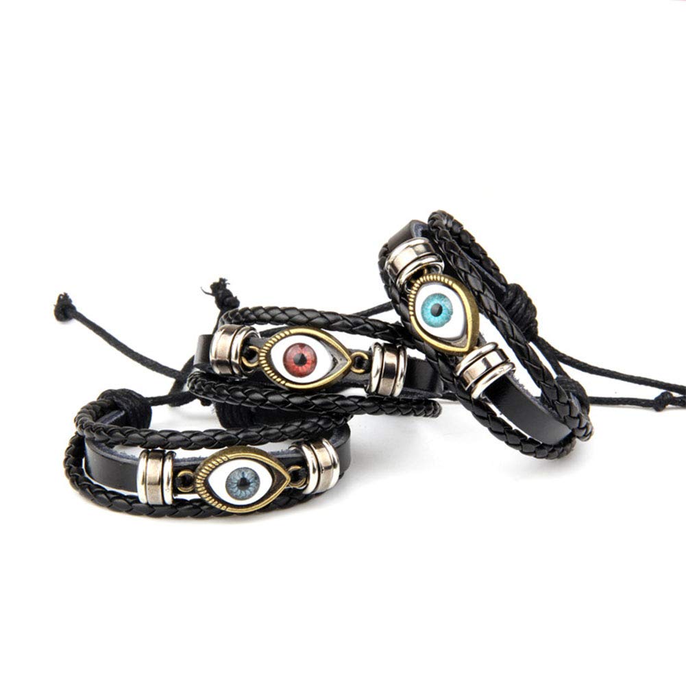 Evil Eye Bracelet for Women & Men - Bohemian Leather Cuff with Turquoise Beads, Multi-Layer Braided Rope Design - Perfect for Festival, Yoga, Meditation & Spiritual Protection