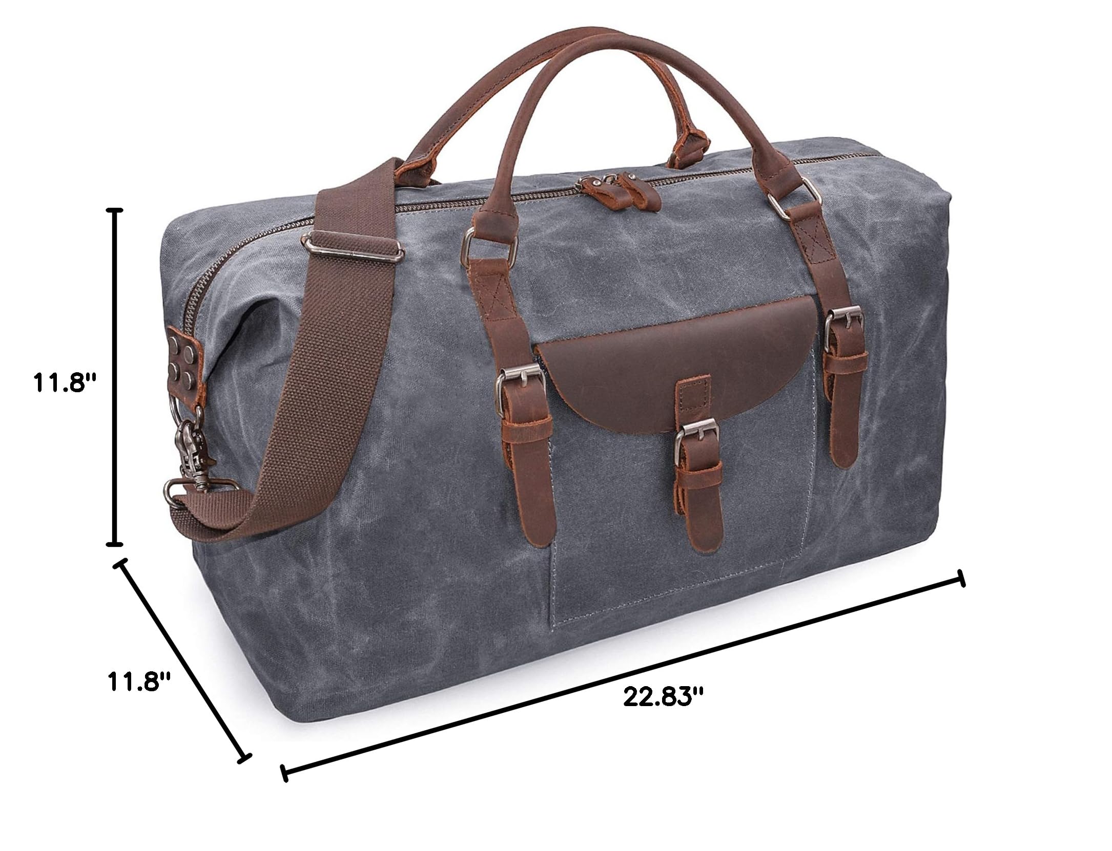 Premium Oversized Travel Duffel Bag - Waterproof Canvas & Genuine Leather Weekender Overnight Carry-On Luggage for Men & Women - Perfect for Gym, Weekend Getaways, Business Trips and Air Travel