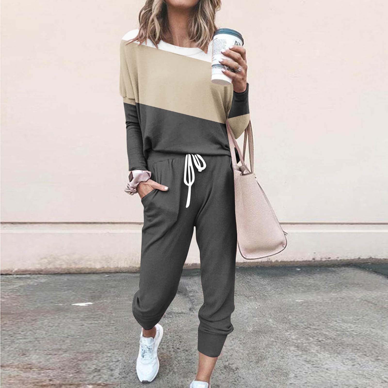 2 Piece Women's Lounge Sets - Crewneck Long Sleeve Tops & Drawstring Jogger Pants Tracksuit for Comfort & Style | Perfect for Home, Yoga, Gym & Casual Wear