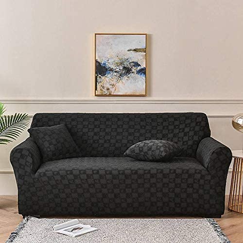 UHNGE-ER Jacquard Stretch Sofa Slipcover - Velvet Furniture Protector for 1/2/3 Cushion Couches (90-140cm) | Non-Slip Sofa Cover in Gray | Perfect for Living Room, Office & Home Decor