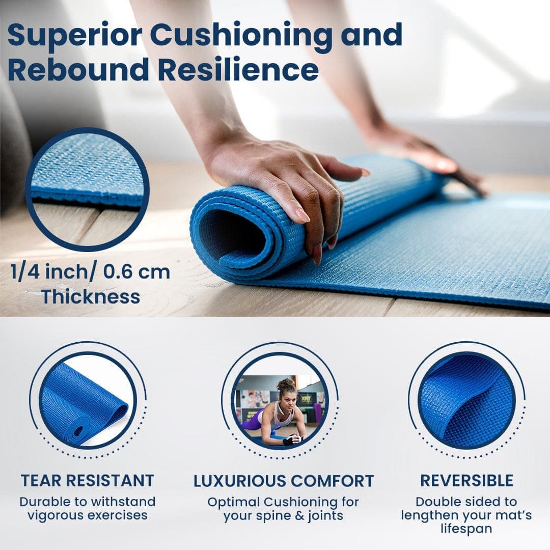 Premium Non-Slip Yoga Mat - Extra Thick PVC Exercise Mat for Fitness, Pilates & Home Workouts - Ideal for Yoga, Gym & Meditation - Dr Trust USA (308)
