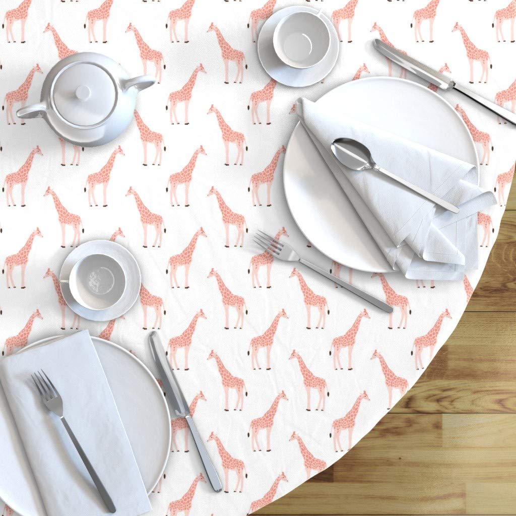 Custom Giraffe Safari Animal Print Cotton Sateen Tablecloth 70