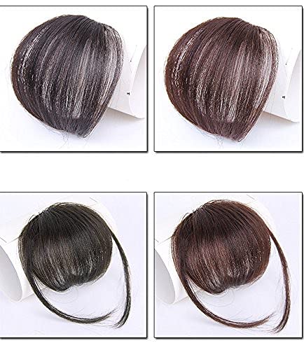 Remeehi Mini Air Flat Bangs/Fringe Hair Extensions - Real Human Hair Hand-Tied Bangs with Side Temples (Reddish Brown) | Perfect for Daily Wear, Cosplay & Instant Hairstyle Transformation