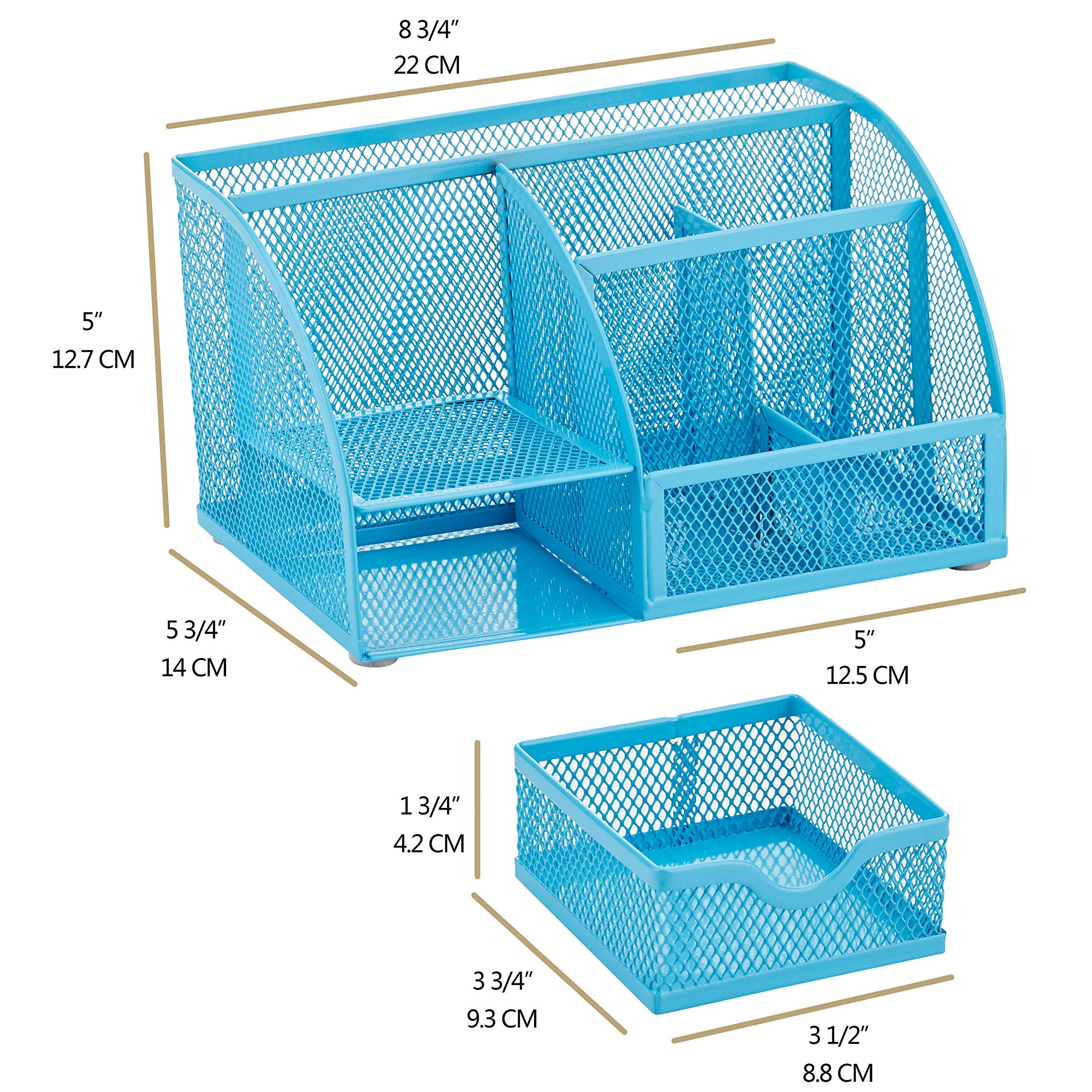 Anova Mesh Desk Organizer - 7 Compartments with Drawer for Office & Home Use (Blue)
