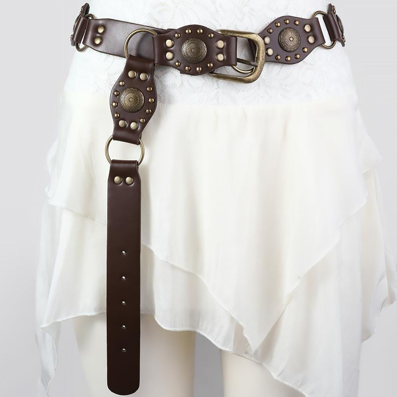 Vintage Rivet Metal Buckle Waist Belt - Adjustable Leather Strap for Women & Men | Perfect for Jeans, Dresses & Gothic Fashion Outfits