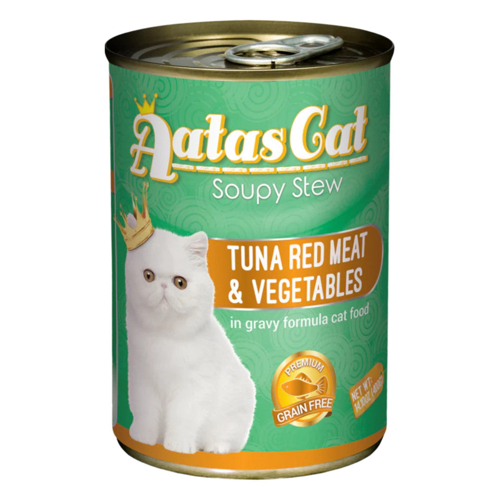 Premium Grain-Free Aatas Cat Soupy Stew with Tuna, Red Meat, Sardine, Chicken & Vegetables in Gravy - 400g Wet Cat Food for Adult & Senior Cats - Perfect for Picky Eaters & Mealtime Enrichment