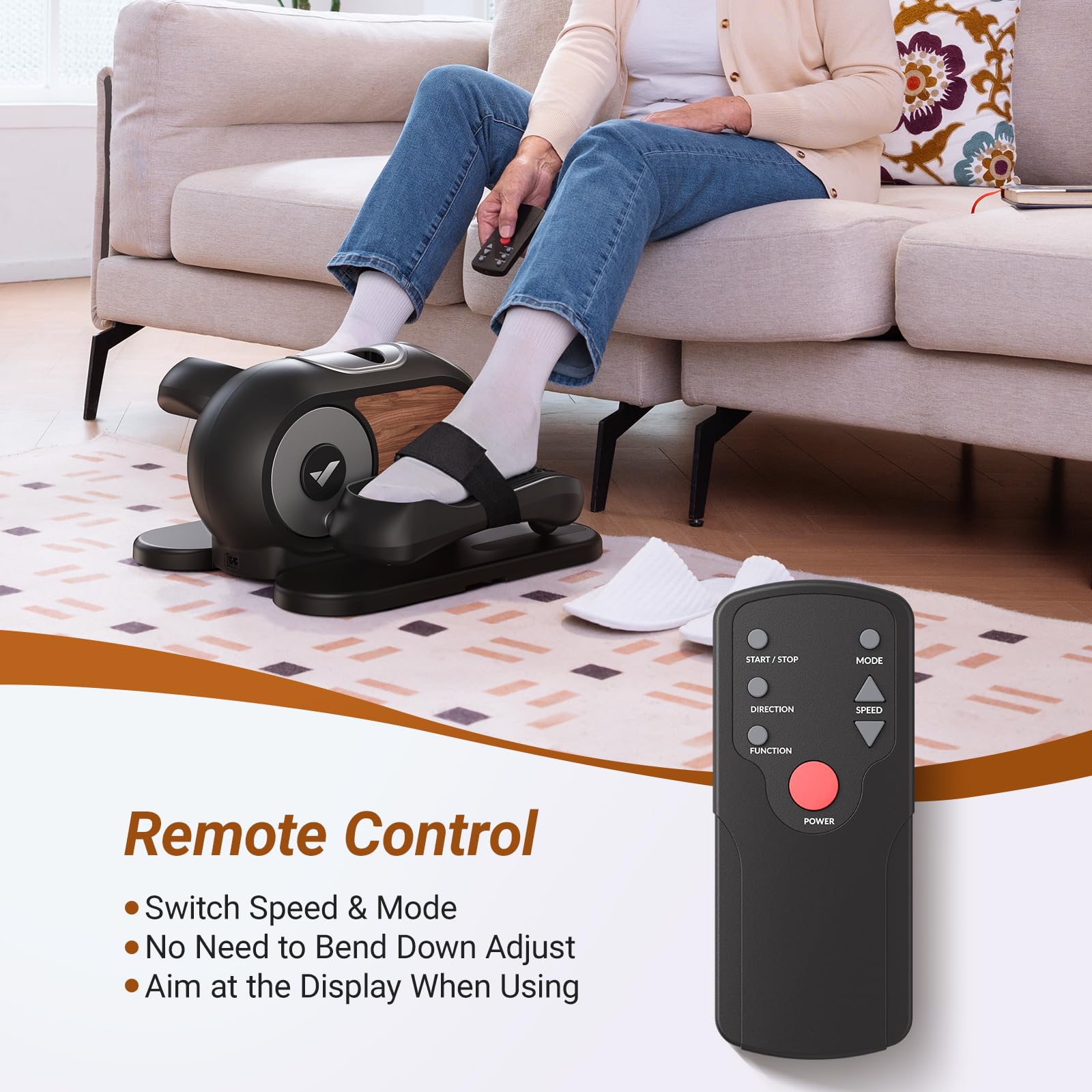 MERACH Under Desk Elliptical Machine - Quiet Electric Pedal Exerciser with Remote Control & 12 Speed Levels, Portable Leg Exercise Equipment for Home & Office Use - Perfect for Seniors, Workouts While Sitting, and Active Lifestyle