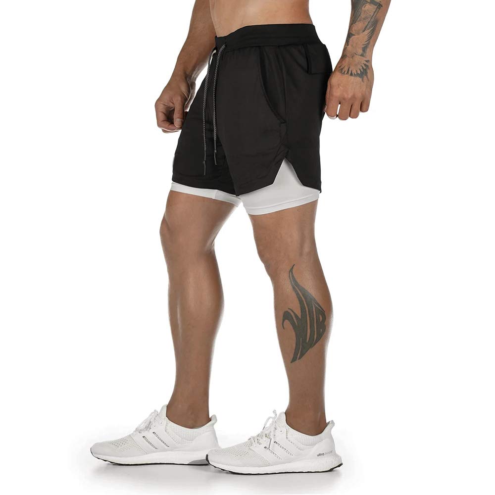 Surenow Men's Running Shorts - 2-in-1 Stealth Workout Shorts with 7-Inch Inseam for Gym, Yoga & Outdoor Sports | Lightweight Athletic Shorts for Running, Training & Active Lifestyle