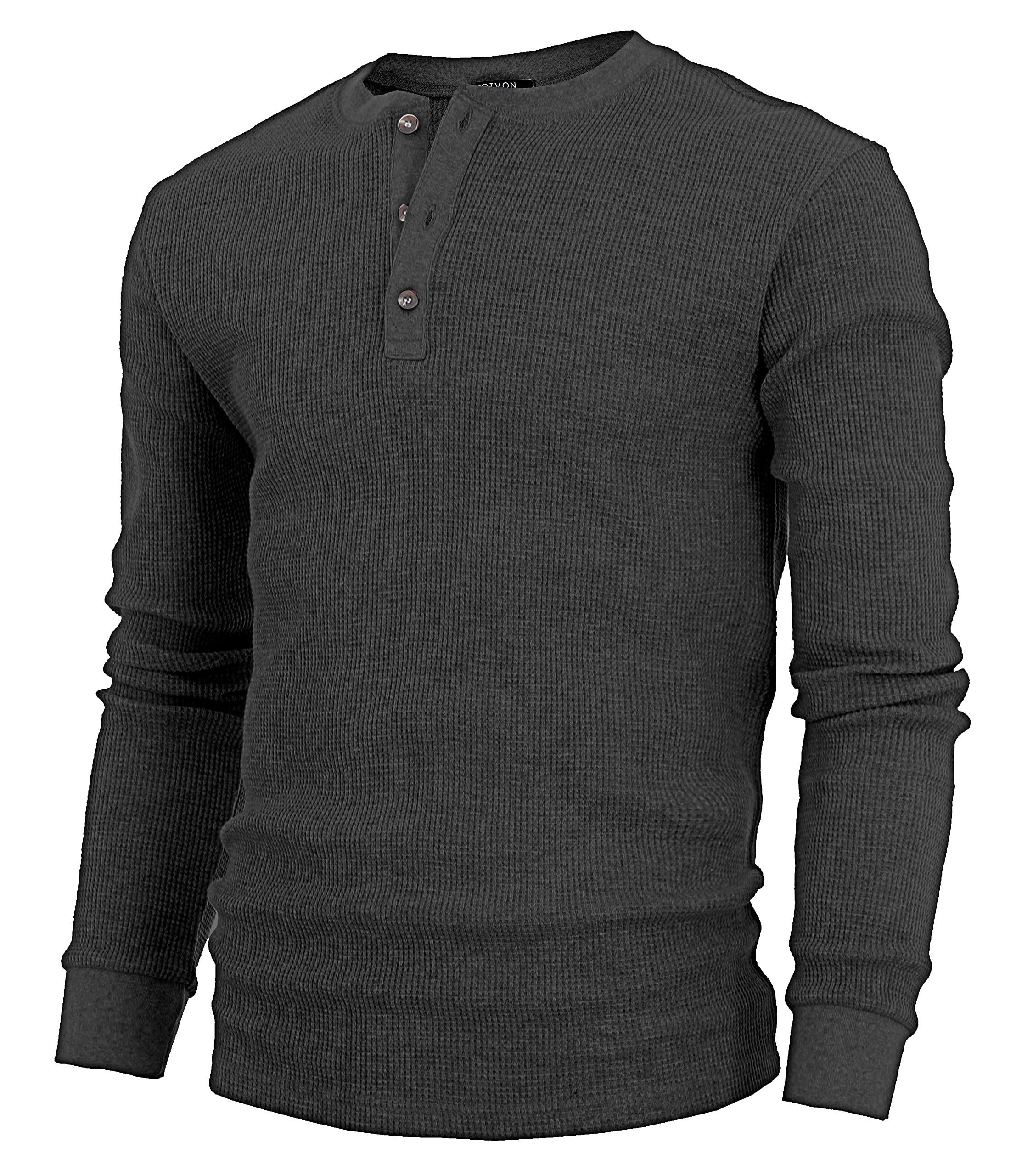 GIVON Men's Slim Fit Casual Lightweight Waffle Henley Shirt - Breathable Long Sleeve Button Up Top for Everyday Wear, Date Night & Outdoor Activities