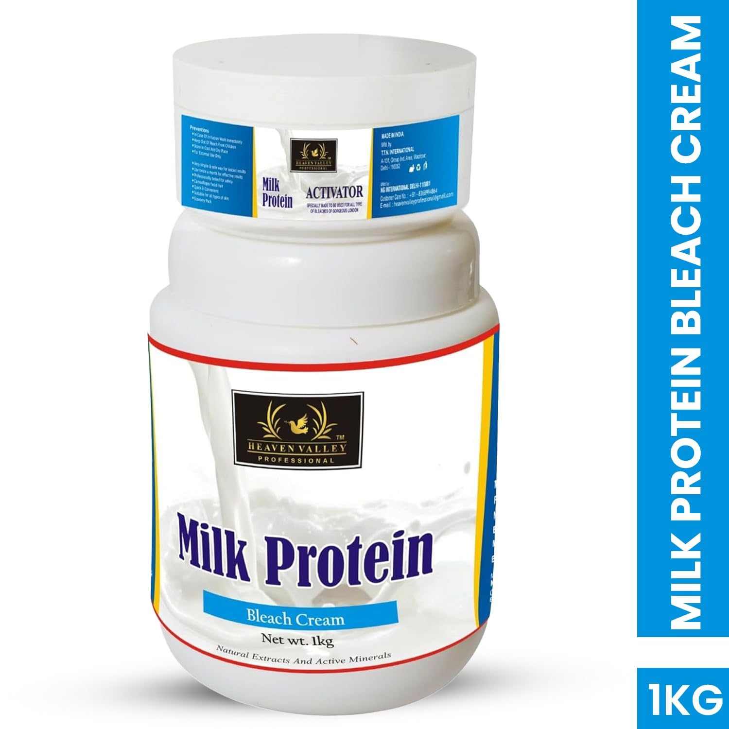 Heaven Valley Milk Protein Bleach Cream 1kg - Skin Brightening Cream with Natural Extracts & Active Minerals | Dark Spot Corrector for Face & Body | Perfect for Daily Skincare Routine