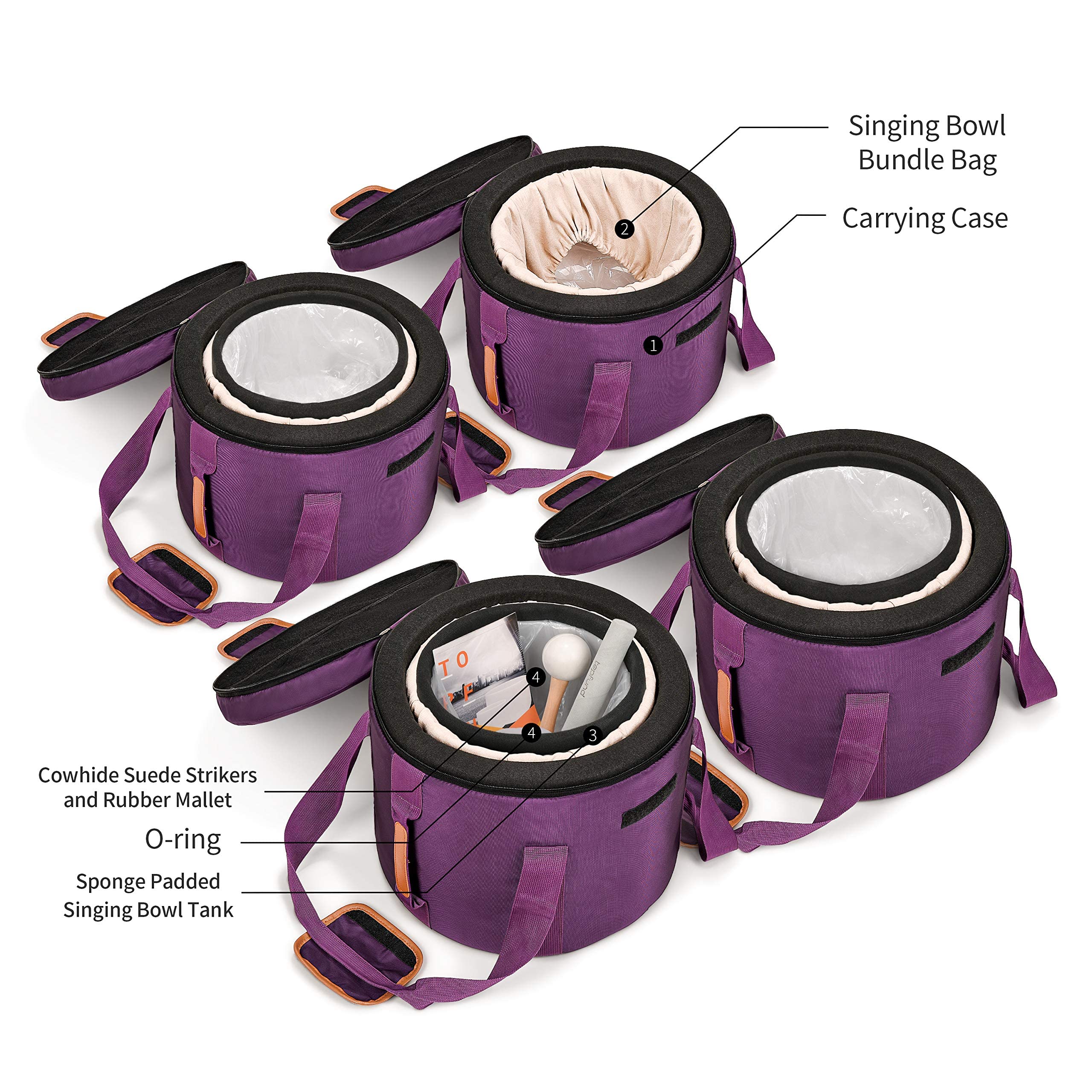 TOPFUND Set of 7 Chakra Crystal Singing Bowls 8-10 Inch with Carrying Case & Mallets - Healing Meditation, Yoga, Sound Therapy, Spiritual Practice