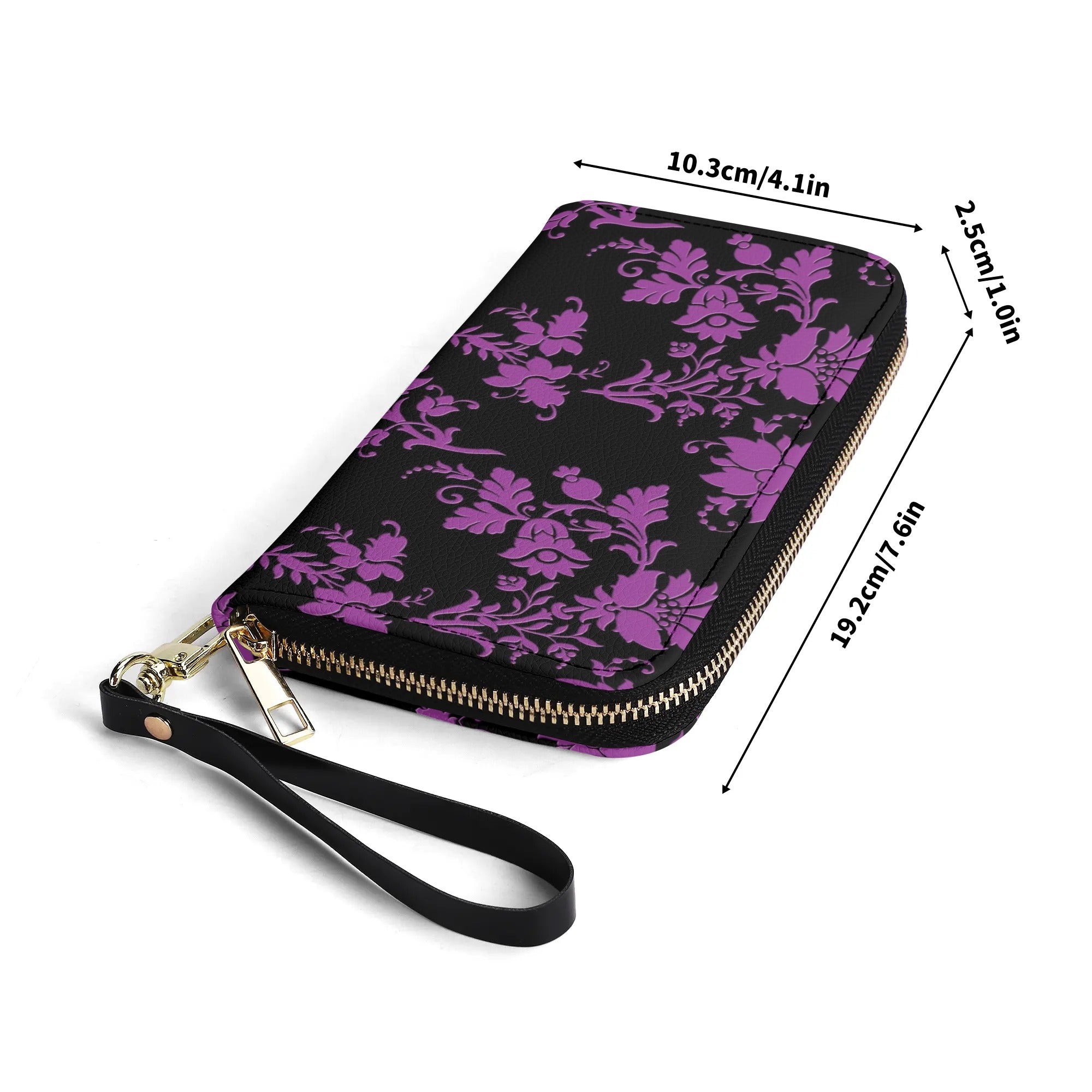 Gothic Purple Floral Leather Wallet for Women - Elegant RFID Blocking Bifold Wallet - Perfect for Daily Use, Travel, and Gift Giving