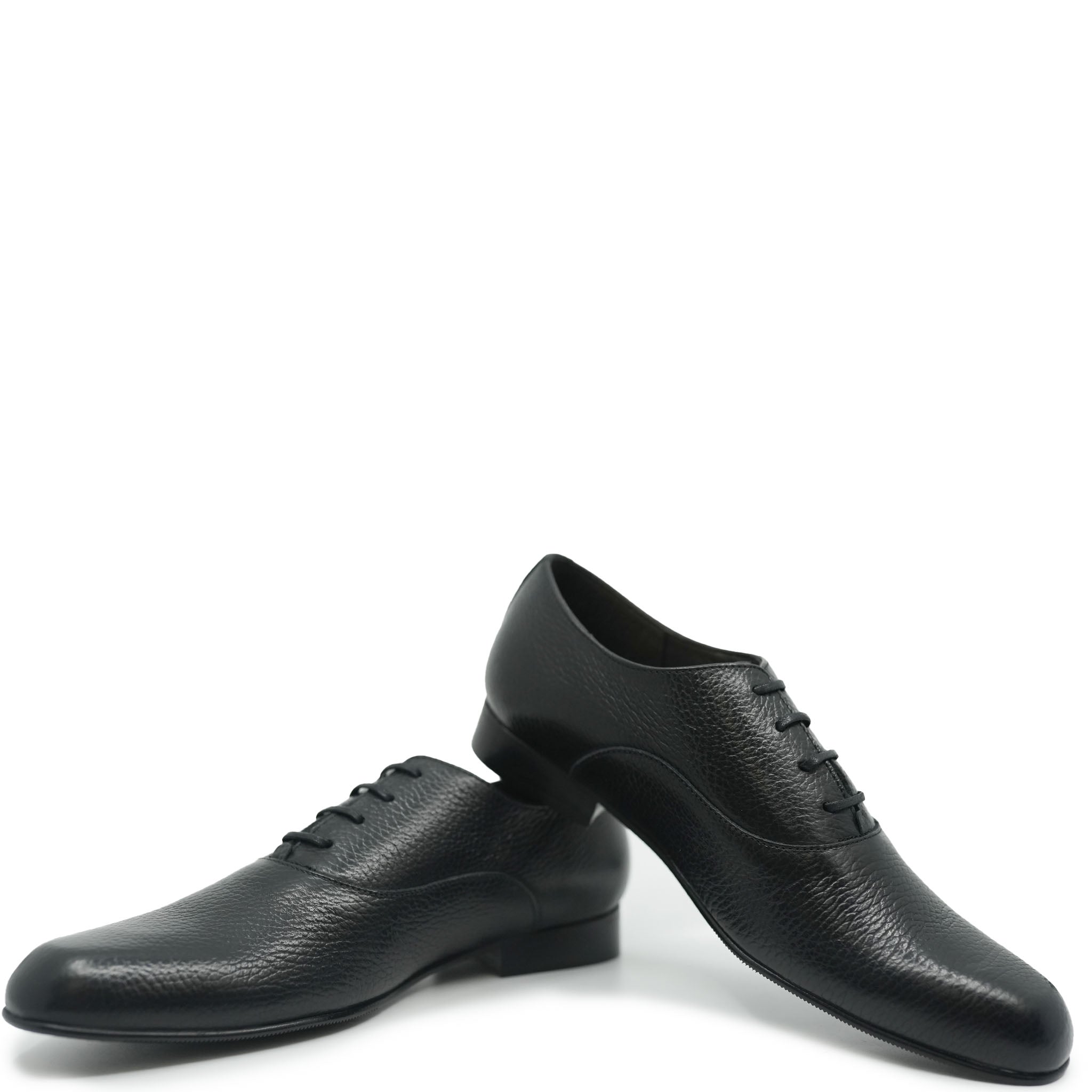 **Men's Atlanta Black Pebbled Leather Lace-Up Moccasin Shoes - Casual & Comfortable for Walking, Work & Everyday Wear**