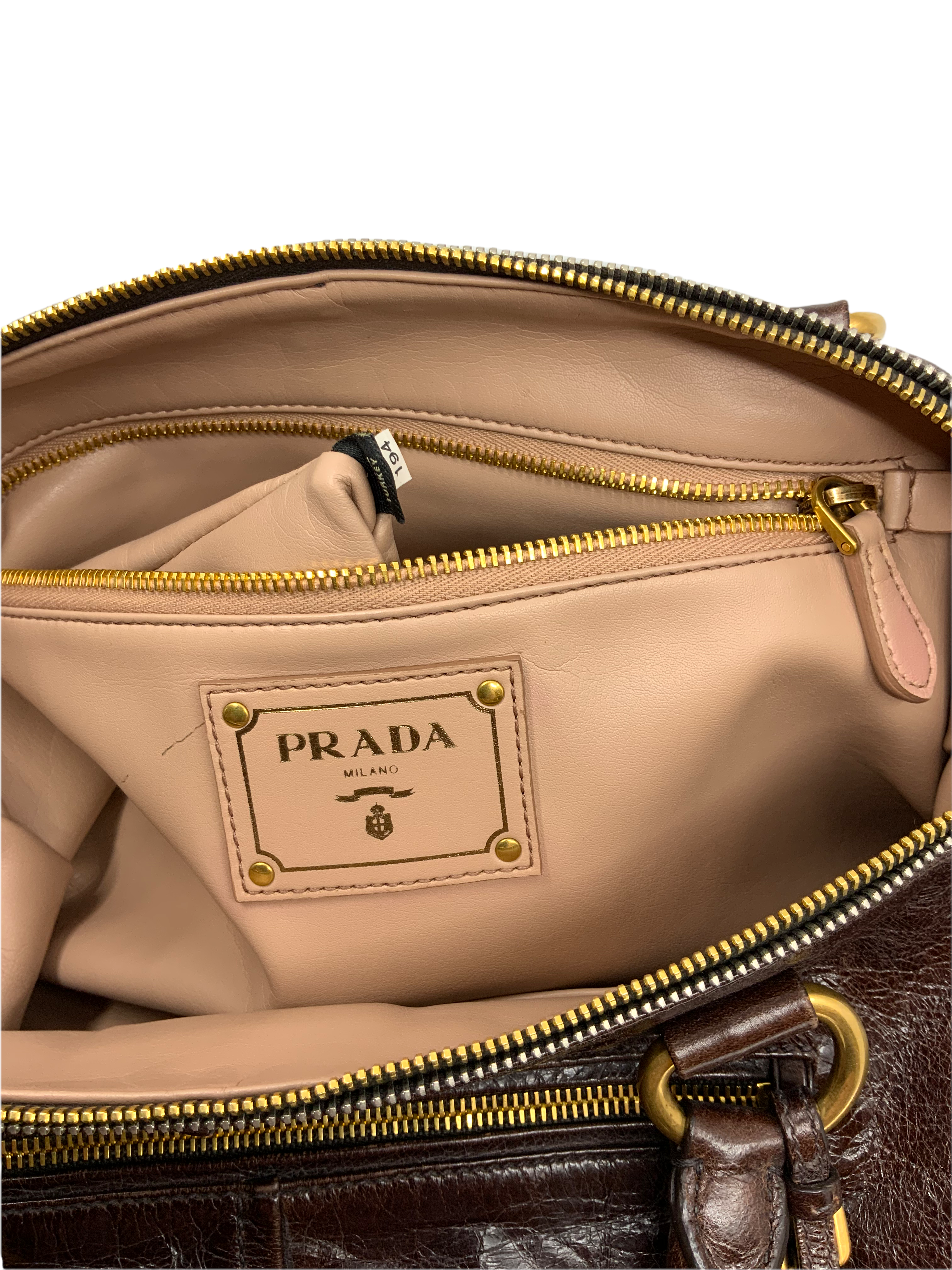 Prada Glazed Leather Front Zip Satchel with Adjustable Shoulder Strap - Luxury Crossbody Bag for Women, Perfect for Work, Travel & Everyday Use