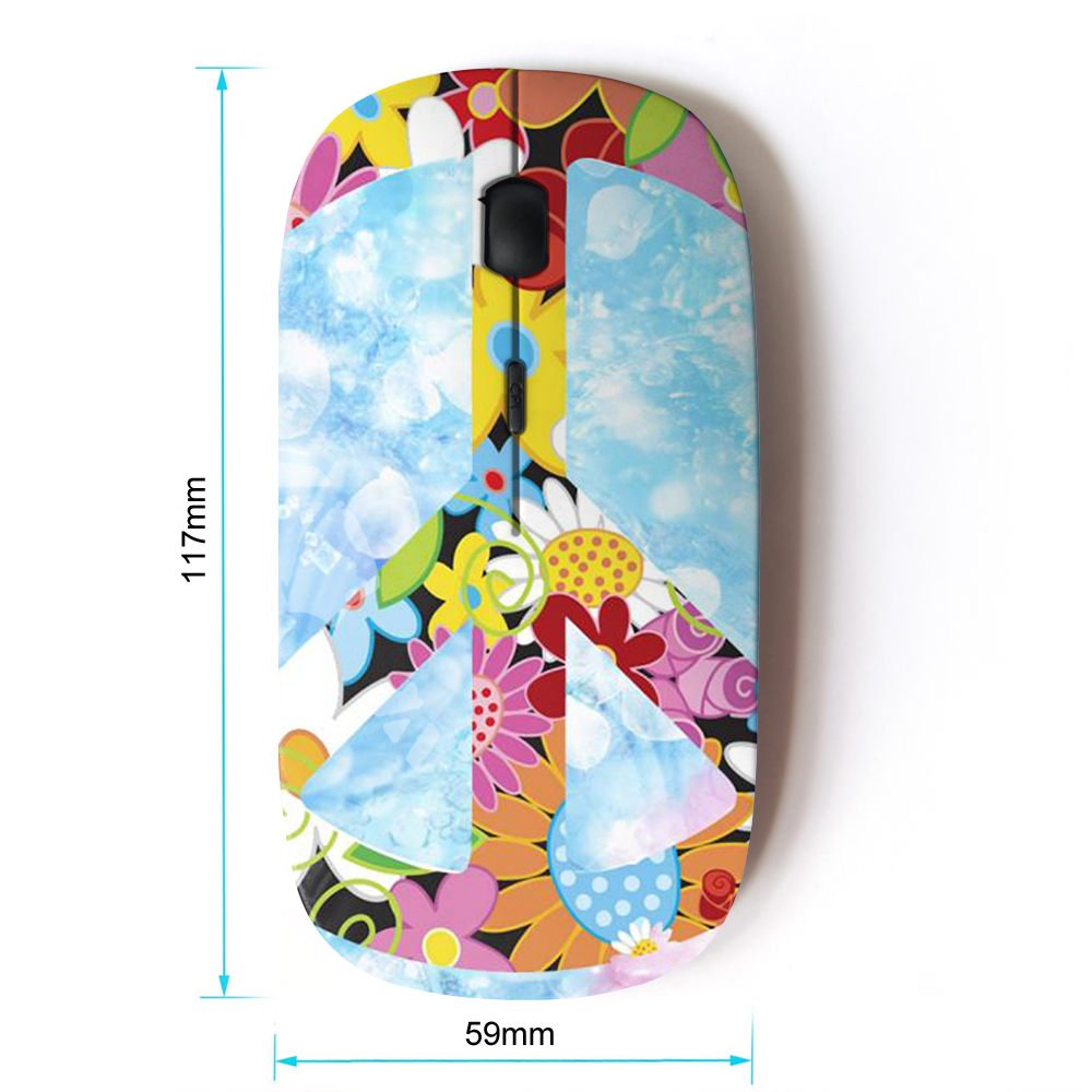 2.4G Wireless Optical Mouse with Colorful Hippie Flower Design - Perfect for Laptop, PC, Office & Home Use