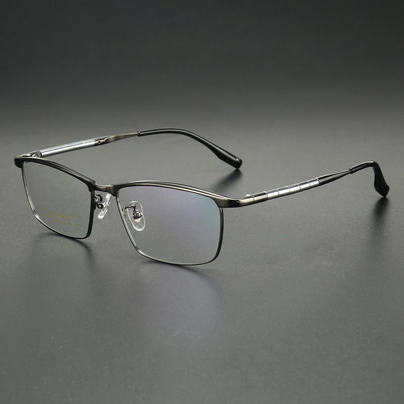 Aror Men's Full Rim Big Square Brow Line Titanium Eyeglasses 96121 - Lightweight Durable Frame for Work, Reading & Driving | Fashionable Square Glasses for Men