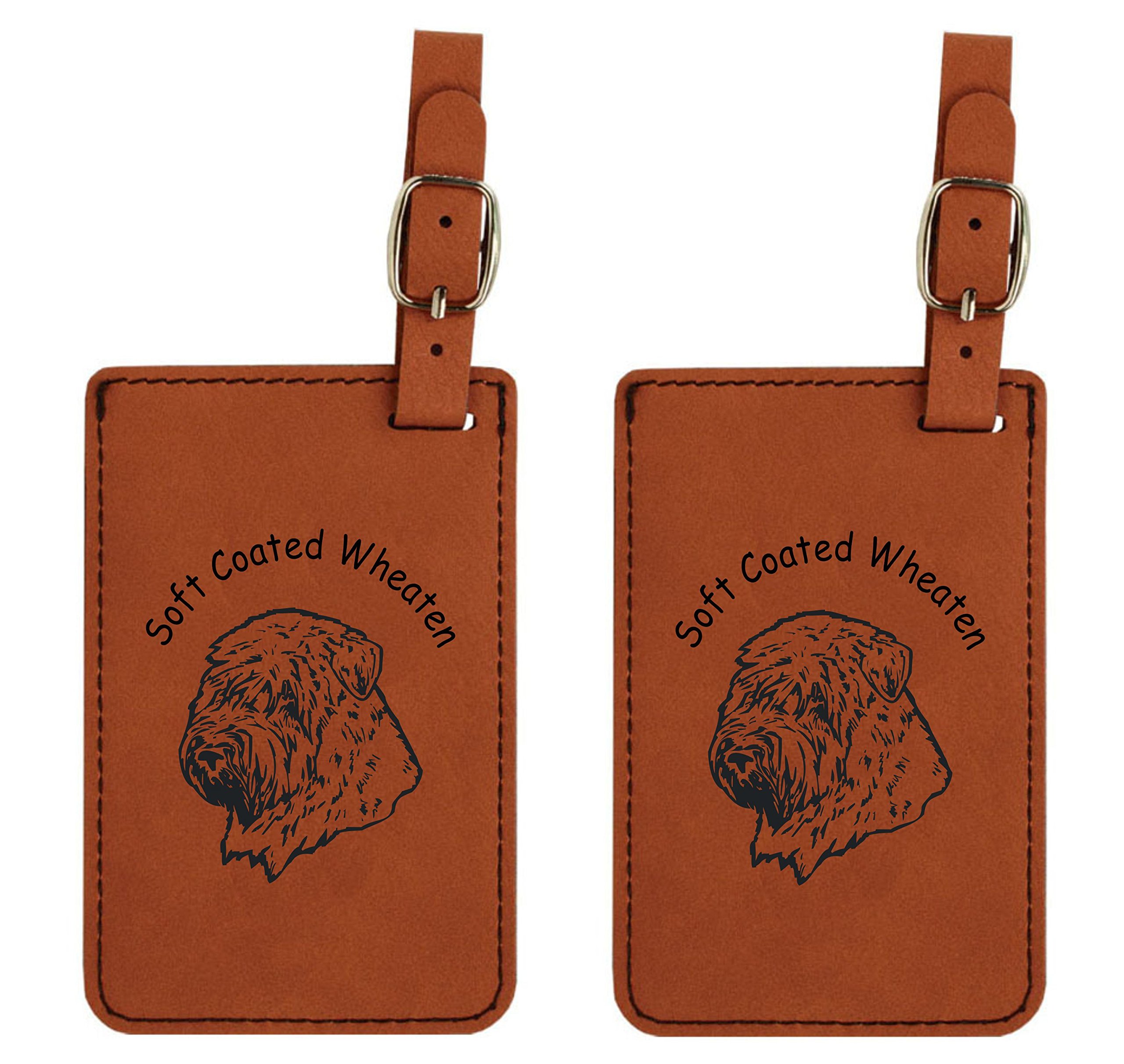Soft Coated Wheaten Dog Head Luggage Tag 2 Pack - Durable Pet ID Tags for Suitcases, Bags & Backpacks - Perfect for Travel, Airports & Vacation Accessories