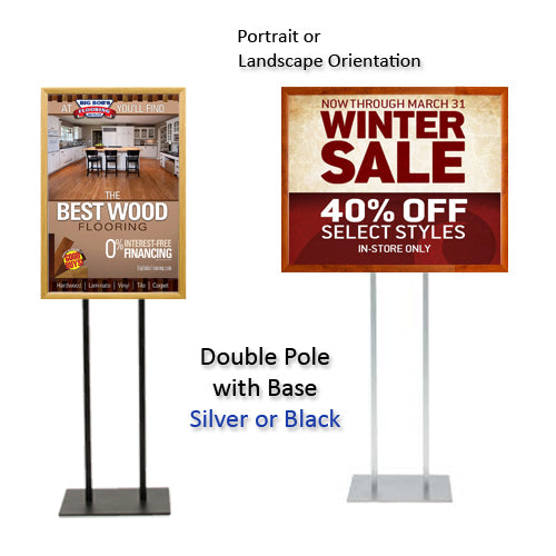 12x12 Double Pole Floor Stand Sign Holder - 1 1/4