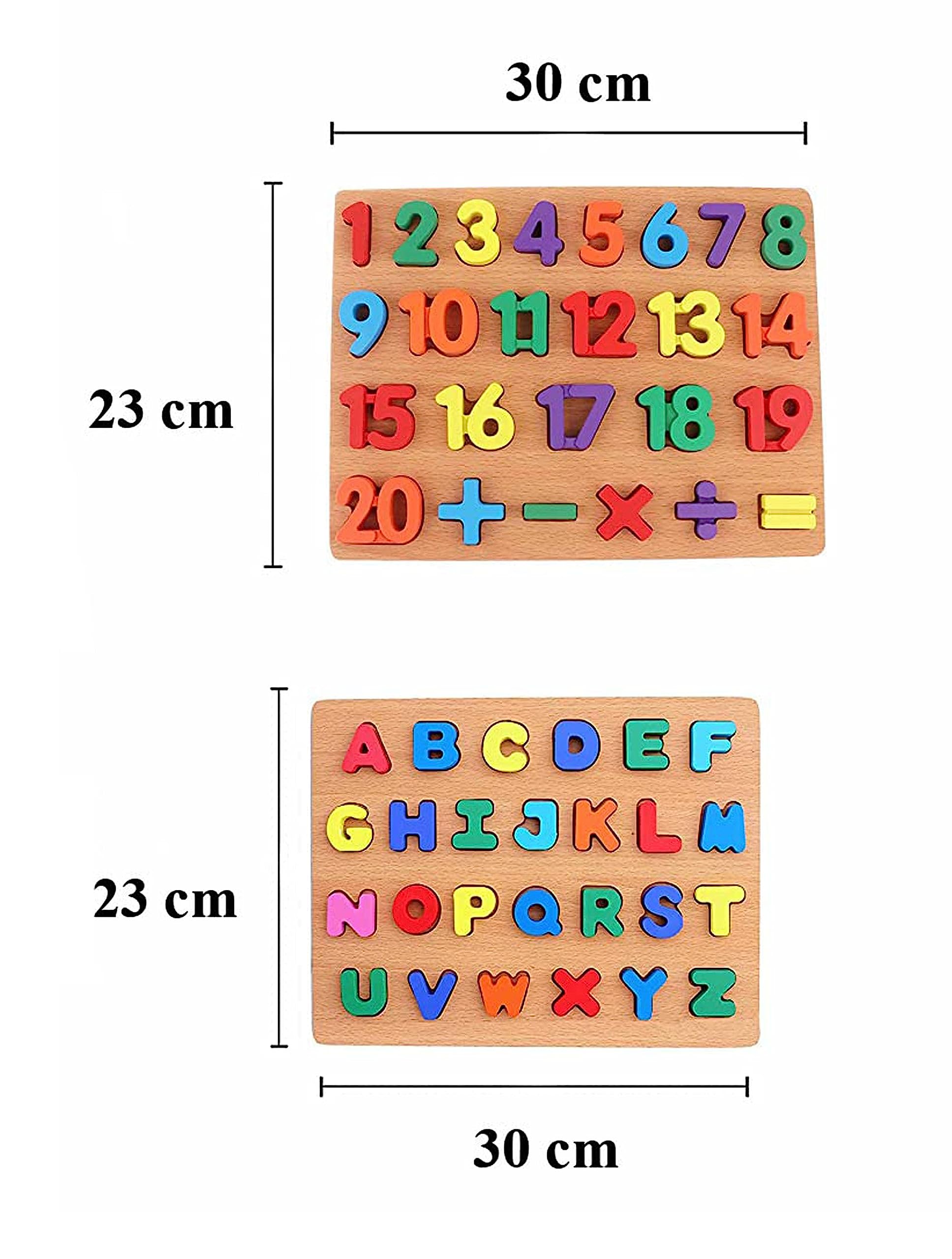 Wooden Alphabet and Number Puzzle Board - Educational Learning Toys for Kids | Early Childhood ABC & 123 Puzzle Game | Montessori Toddler Learning Tool for Preschool & Homeschooling (Perfect for Classroom, Playroom & Gift Giving)