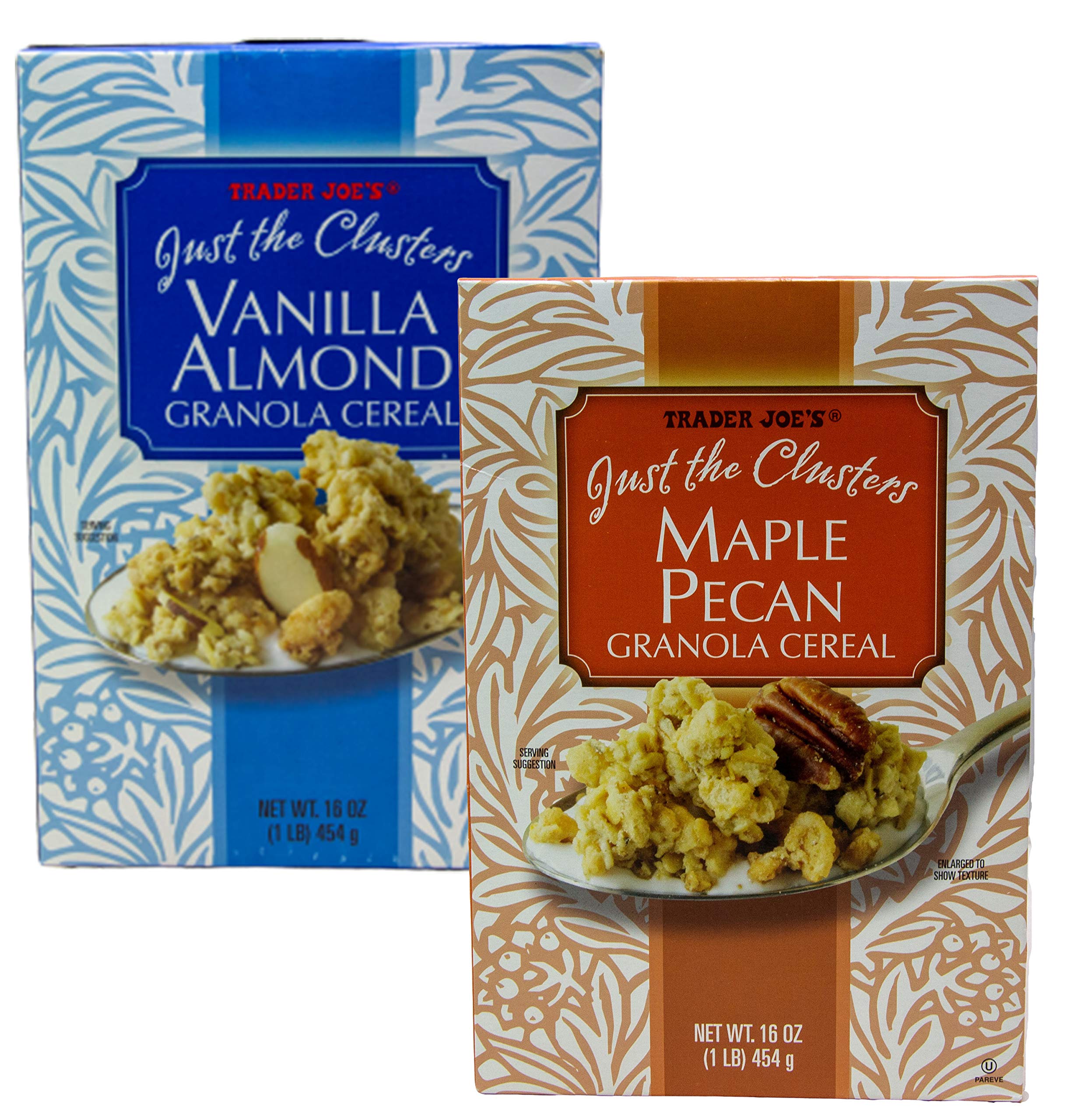 Trader Joe's Just The Clusters Cereal Bundle - Maple Pecan & Vanilla Almond (2 Boxes) | Healthy Breakfast Cereal for Kids & Adults | Perfect for Family Mornings & Office Snacks
