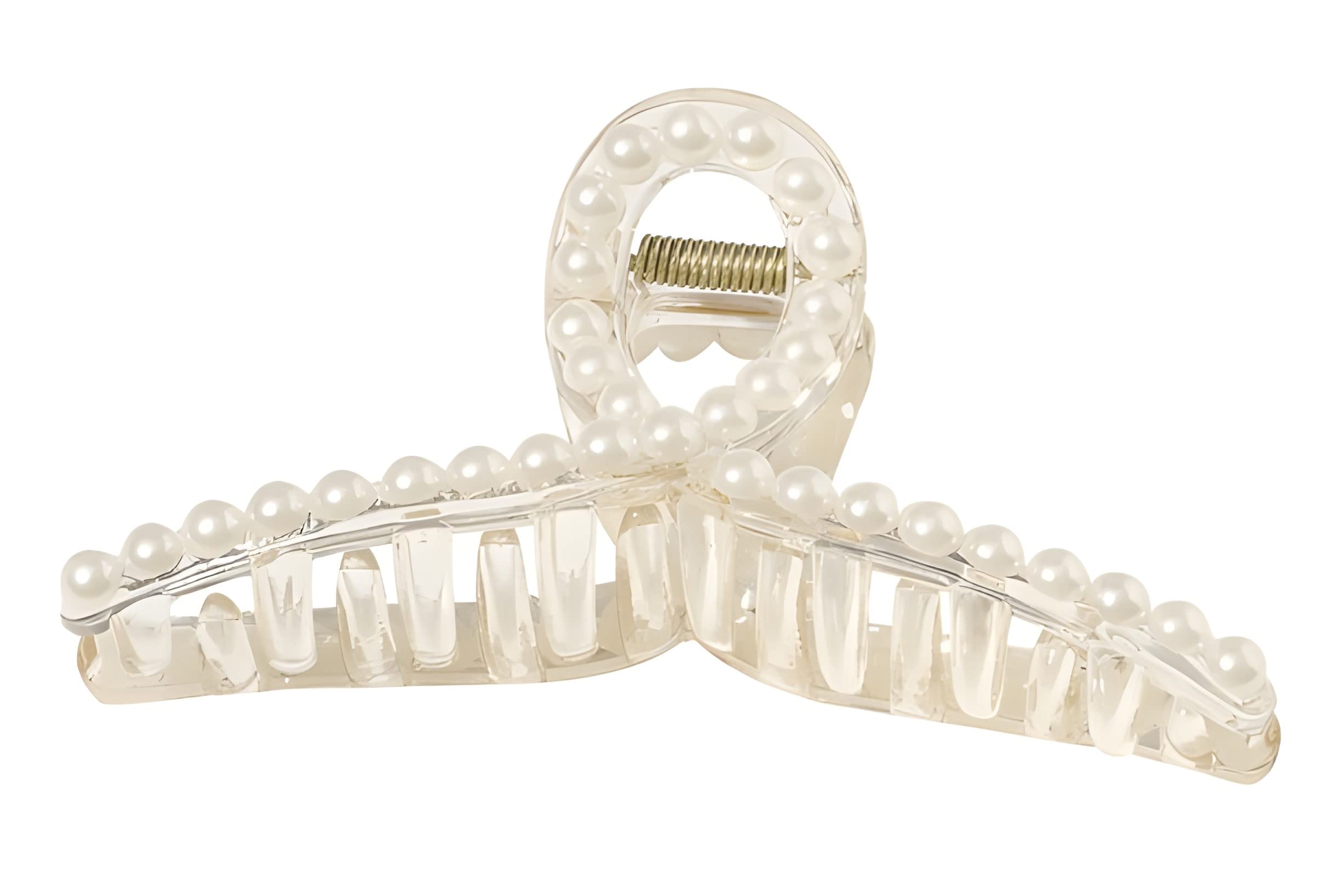 Korean Style Large Hair Claw Clip - RedChimes Fashion Hair Clutcher for Women & Girls, Thick Hair Accessories (Shark Pearl Design, 1 Pack) - Perfect for Updos, Ponytails & Everyday Hairstyles