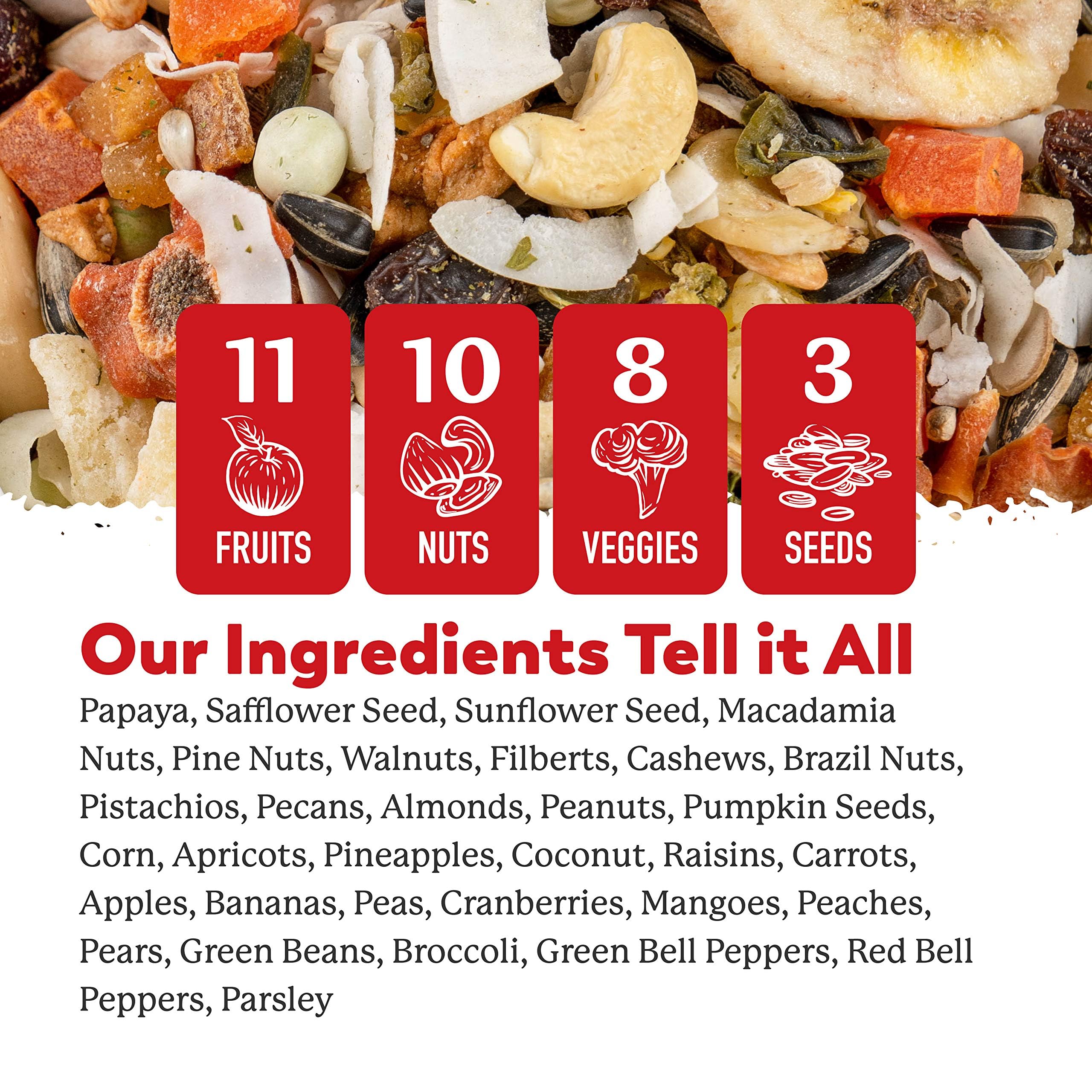 Dr. Harvey's Perfect Parrot Blend - 100% Natural Bird Food for Large Parrots (5lb) | Premium Nutrition for Macaws, Cockatoos & African Greys | Cage Feeding & Training Treats