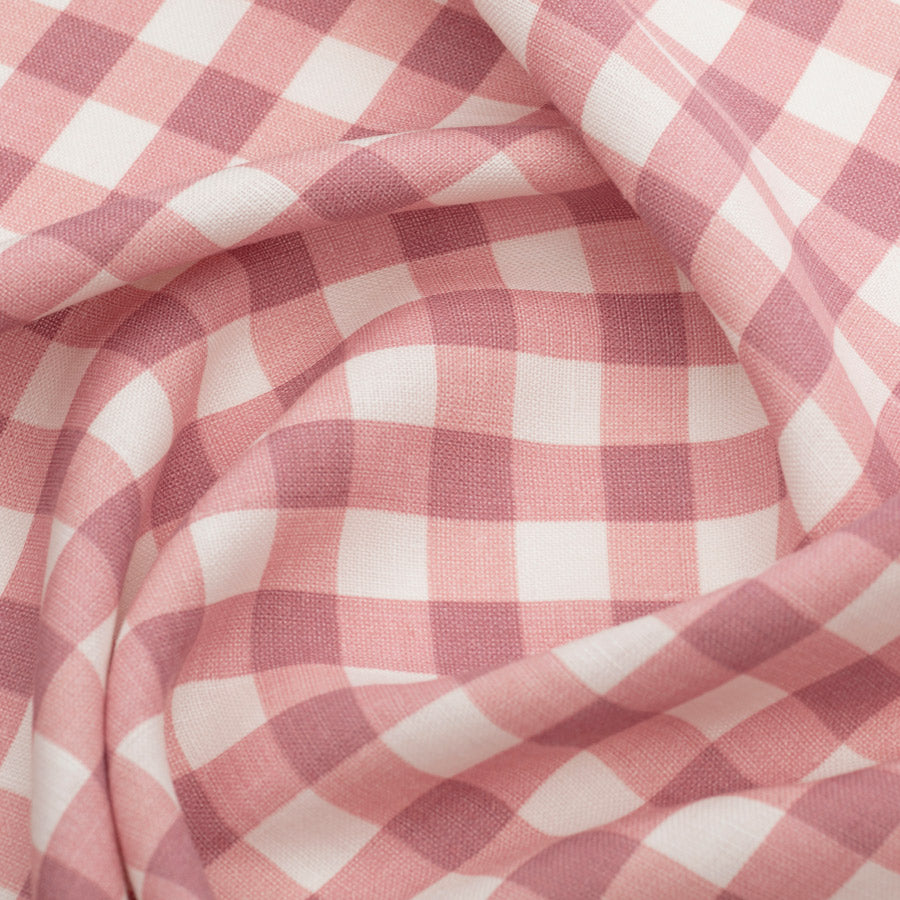 Vintage Check Linen Tablecloth - Raspberry Red Classic Plaid Pattern for Farmhouse Dining, Picnics & Rustic Home Decor