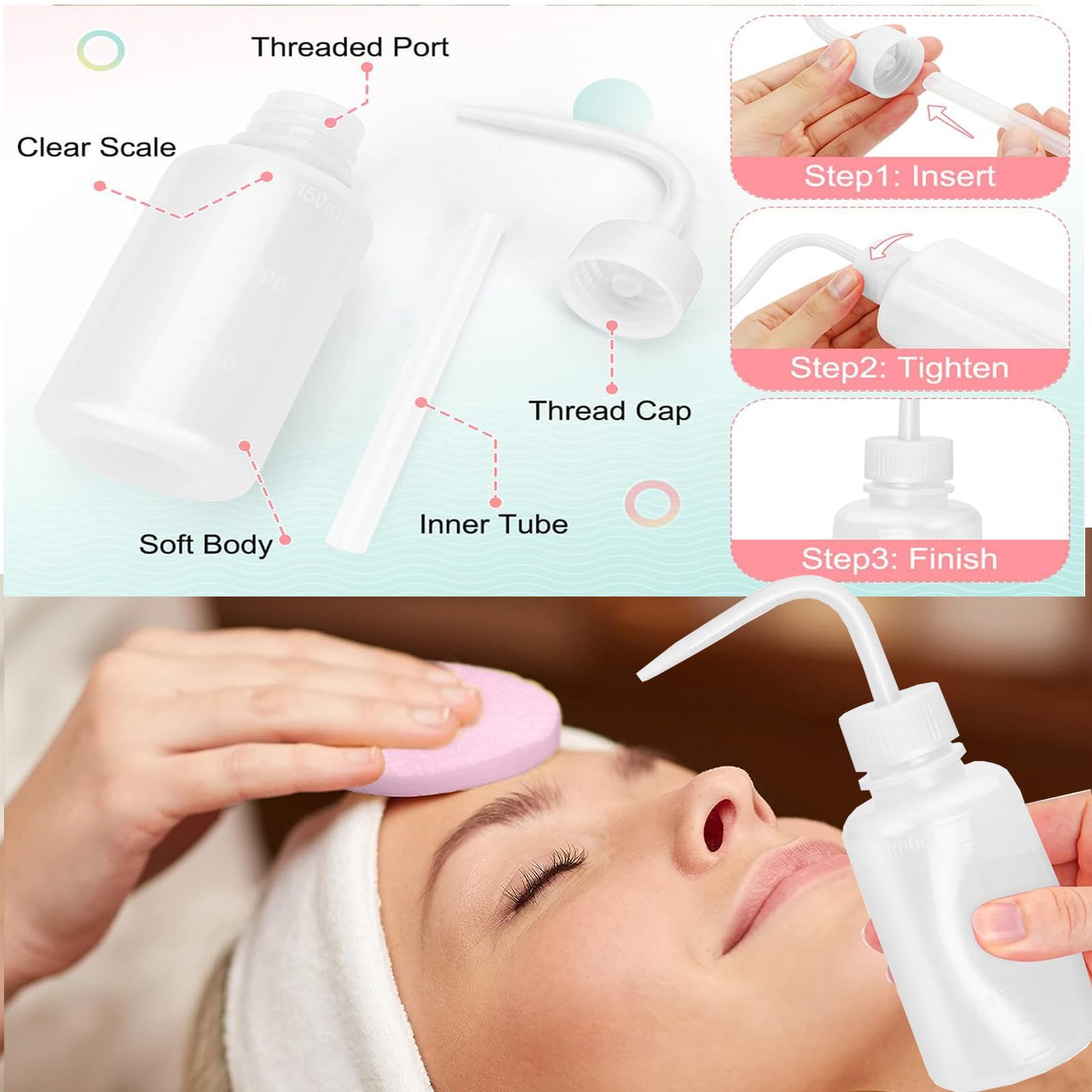 100ML Lash Shampoo Kit for Eyelash Extensions - Includes USB Fan, 50 Eyelash Brushes, 100 Micro Brushes, 2 Shampoo Brushes, 2 Sponges & Rinse Bottle - Perfect for Salon Professionals & Home Lash Care