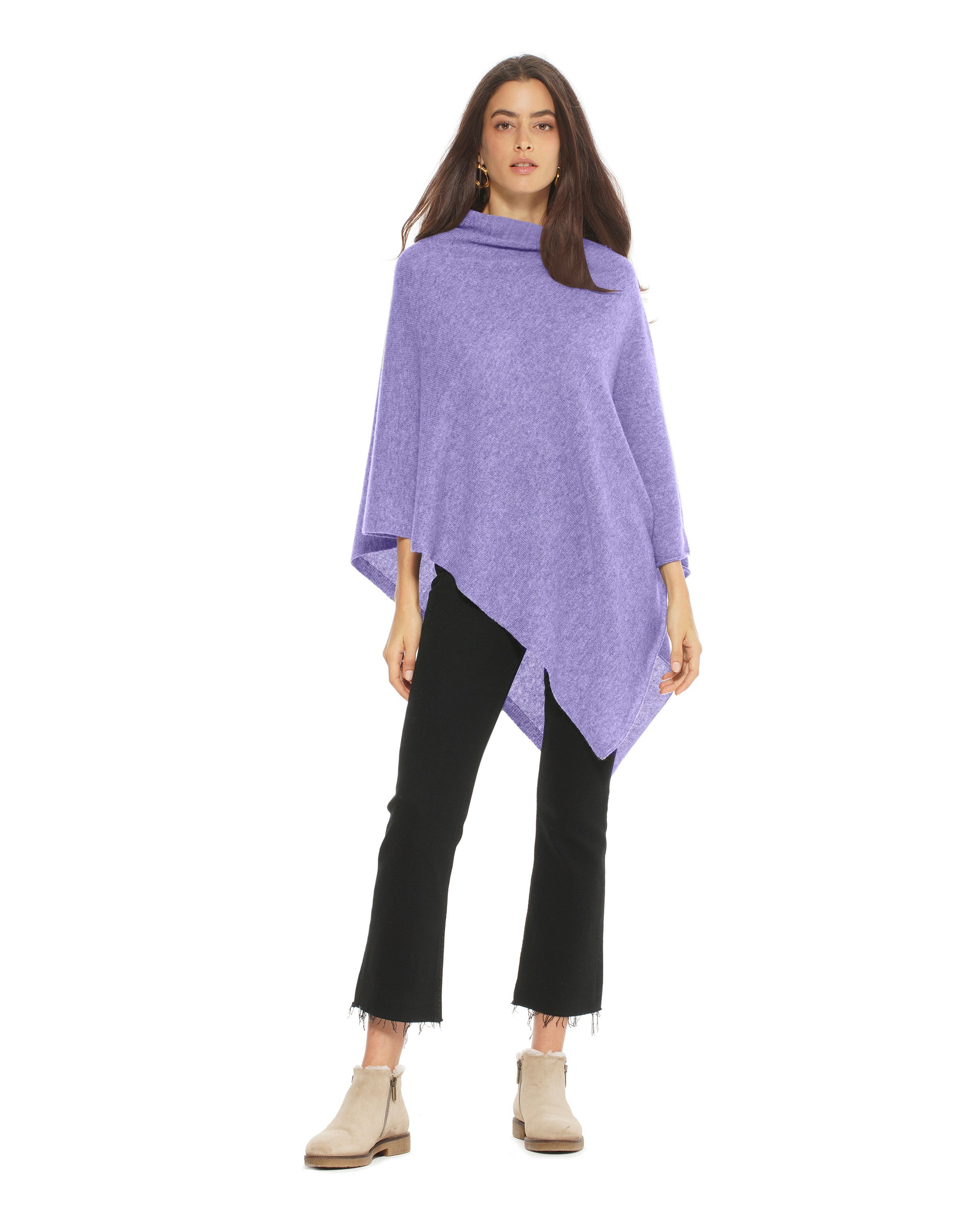 Luxury Pure Cashmere Poncho for Women - Soft Lavender Wrap Shawl - Perfect for Fall, Winter & Special Occasions