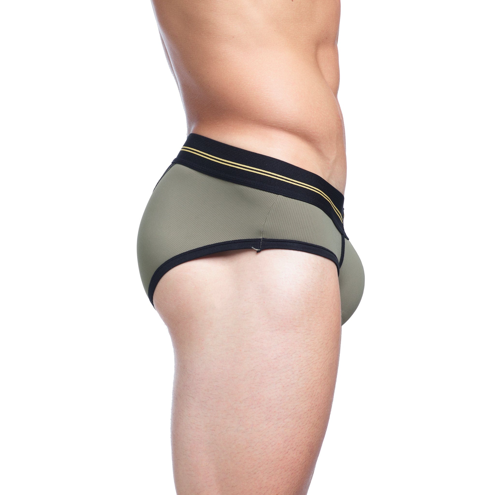 High-Performance Rib Brief Underwear for Men - Comfortable & Breathable Green Cotton Boxers - Perfect for Gym, Running & Everyday Wear