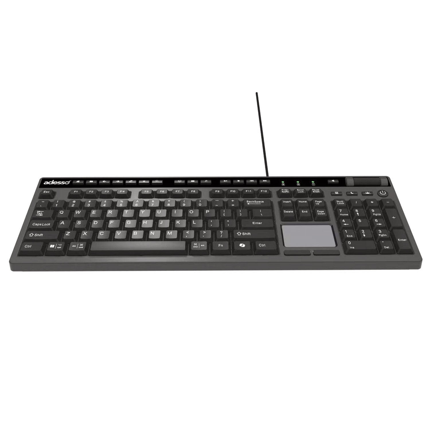 Adesso CyberTouch Wireless Desktop Keyboard with Built-in Touchpad - Black | Ergonomic Design for Home, Office & Gaming Use