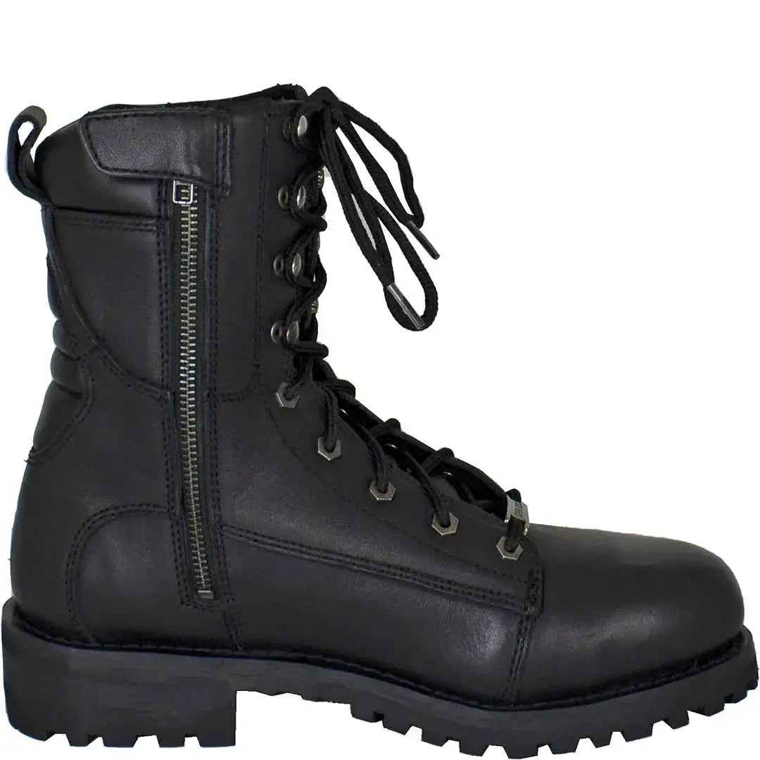Open Road Men's 8 Quilted Motorcycle Boots - Waterproof Leather Riding Boots for Harley & Cruiser Bikes - Perfect for Long Distance Touring & Daily Commuting