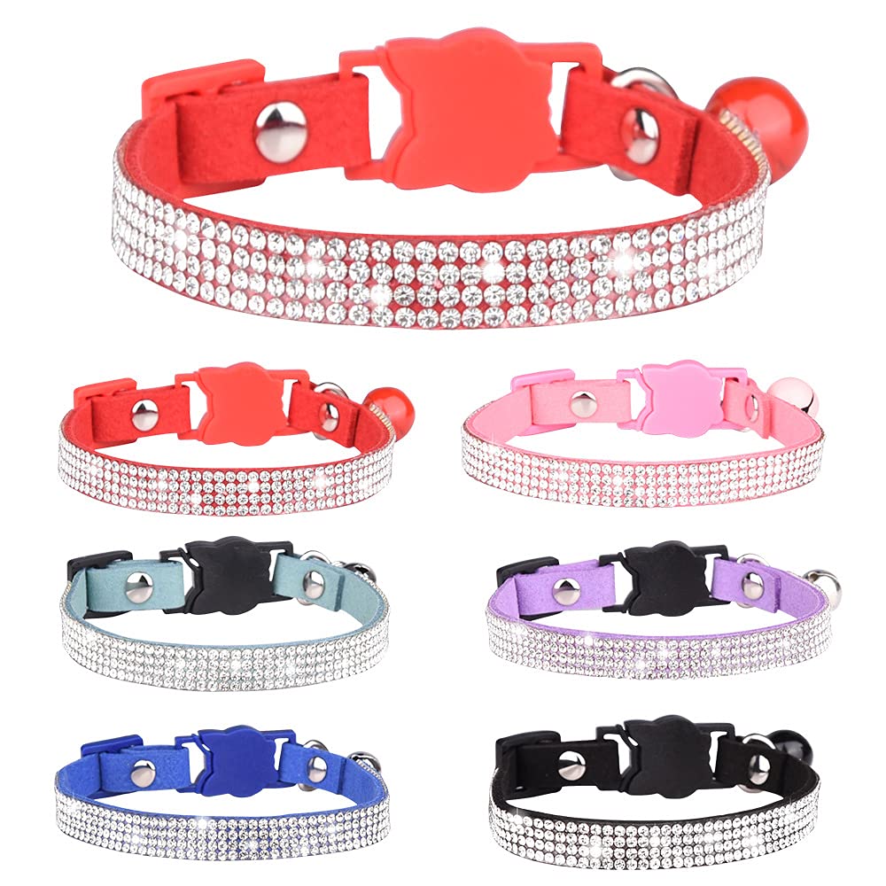 Sparkling Rhinestone Breakaway Dog & Cat Collar with Bell - Adjustable, Soft & Safe Pet Collar for Small Puppies - Perfect for Daily Walks, Grooming & Stylish Pet Fashion Accessories