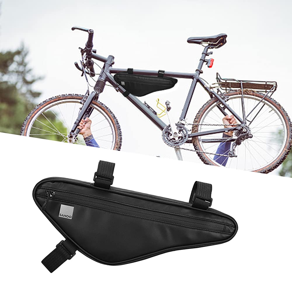**Large Capacity Bike Pack - Waterproof MTB Road Bike Triangle Bag for Cycling, Hiking & Commuting - Durable & Lightweight Black Bicycle Storage Accessory**