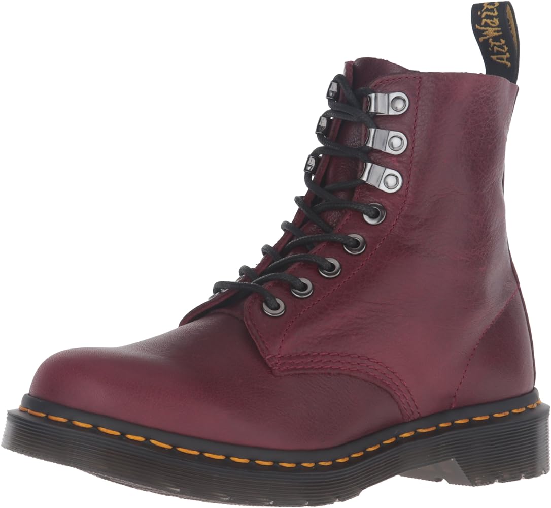 Dr. Martens 1460 Pascal Virginia Wine Naturesse Leather Lace-Up Boots for Women - Vintage Ankle Booties for Casual Wear & Street Style Fashion