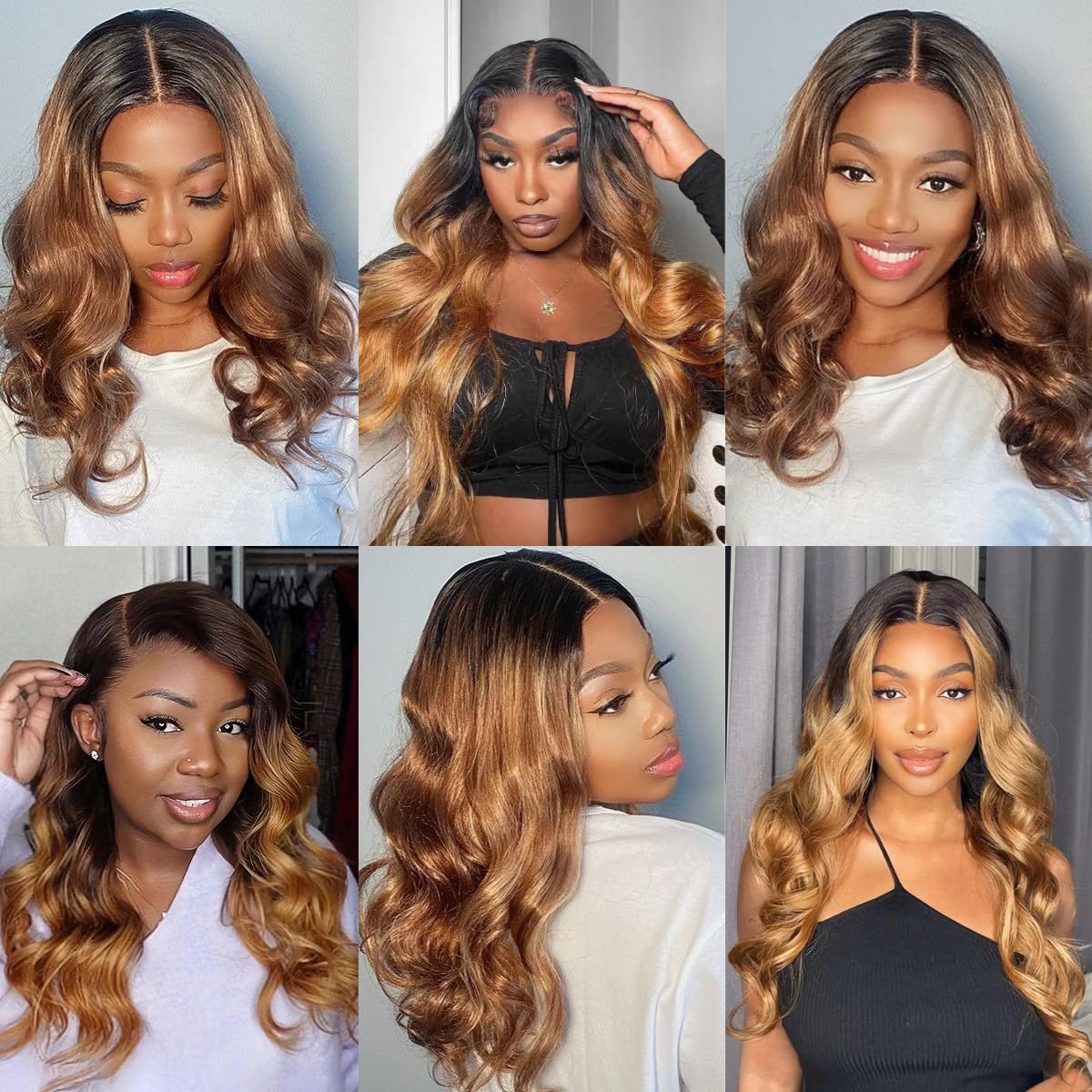 Body Wave Human Hair Extensions 3 Bundles - 100% Unprocessed Brazilian Virgin Hair, Ombre 2-Tone T4/30 Medium Brown/Medium Auburn (20 22 24 Inches) - Perfect for Length & Volume, Great for Parties & Daily Styling
