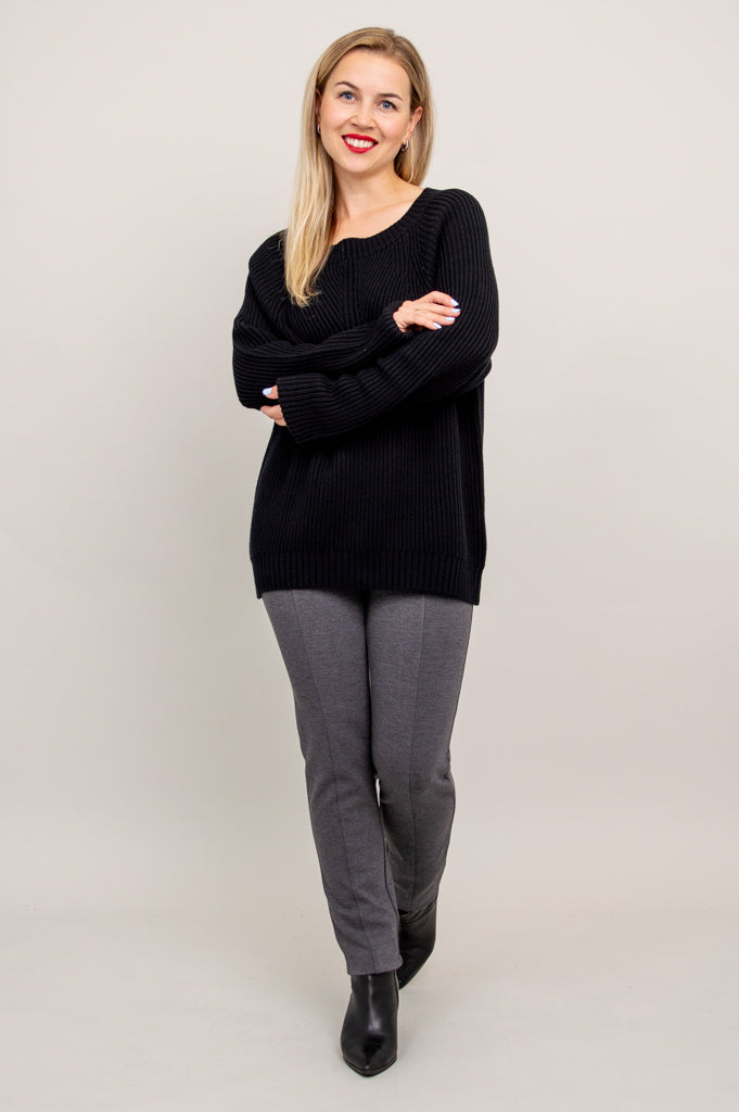 Davis Cotton Sweater for Men - Soft & Comfortable Black Pullover - Perfect for Casual Wear, Office & Outdoor Activities