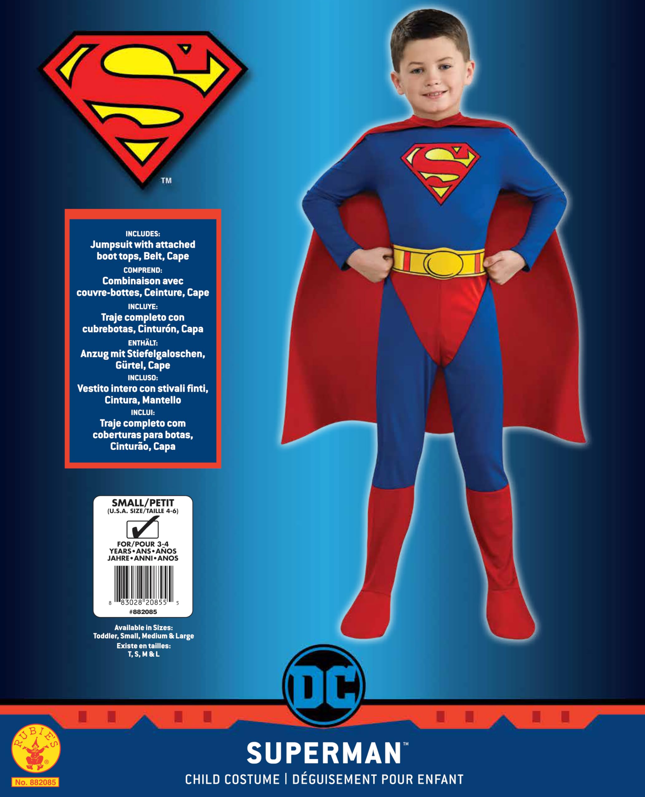 DC Comics Superman Costume for Kids - Official Licensed Halloween & Cosplay Outfit - Perfect for Dress-Up, Parties, and Comic Conventions