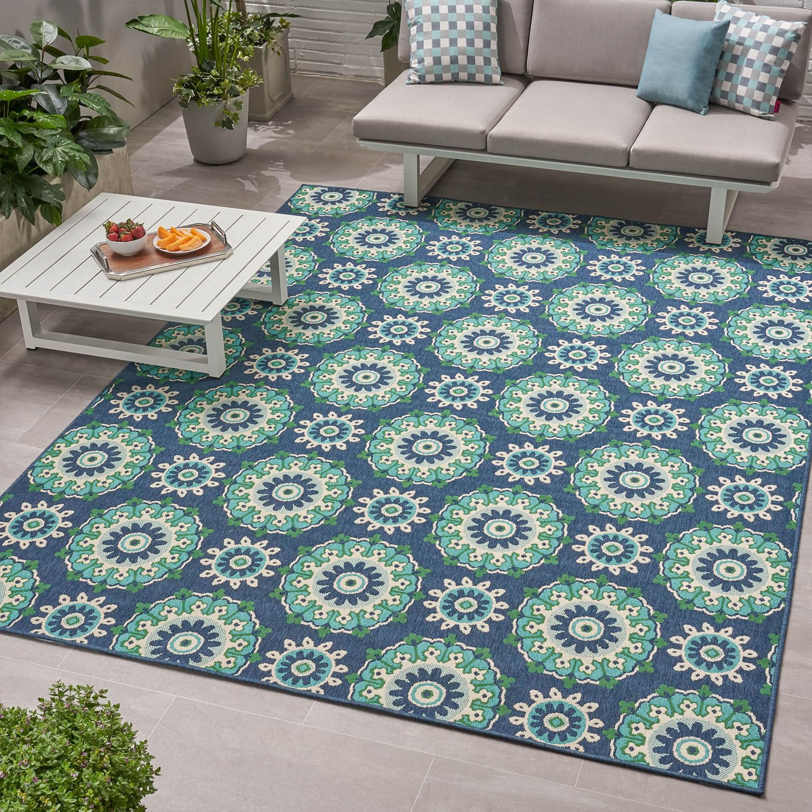 8x10 Waterproof Outdoor Rug for Patio, Deck, Balcony & Porch - All-Weather Indoor/Outdoor Area Rug Perfect for Living Room, Camping & Backyard Use