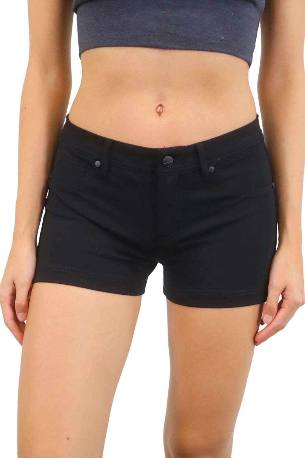 Pure Look Women's High Waist Stretch Denim Shorts - Comfortable & Stylish Casual Summer Shorts for Outfits, Beach, and Travel