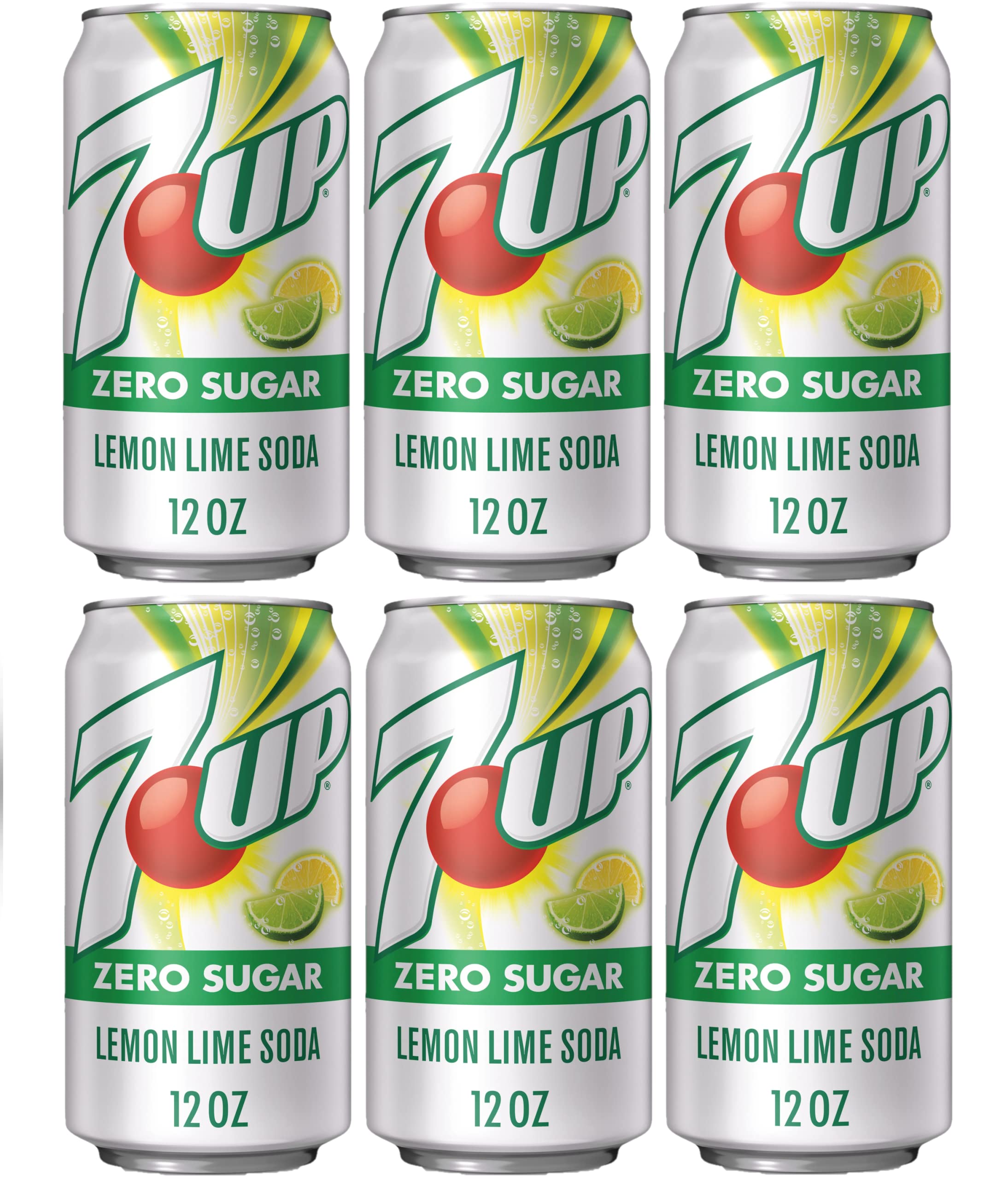7UP Zero Sugar Lemon Lime Soda - 12oz Cans (Pack of 6) | Refreshing Sugar-Free Soft Drink for Parties, BBQs & Everyday Hydration | Includes Bay Area Marketplace Napkins